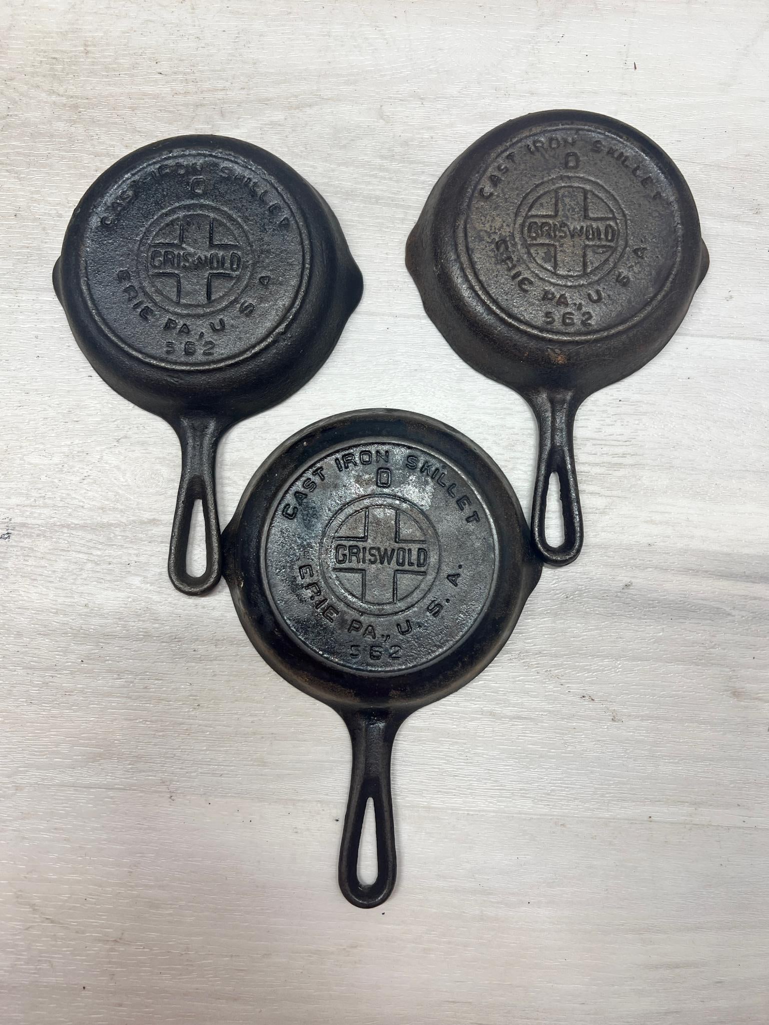 3- Griswold No. 0 Cast Iron Skillets (1 of 2)