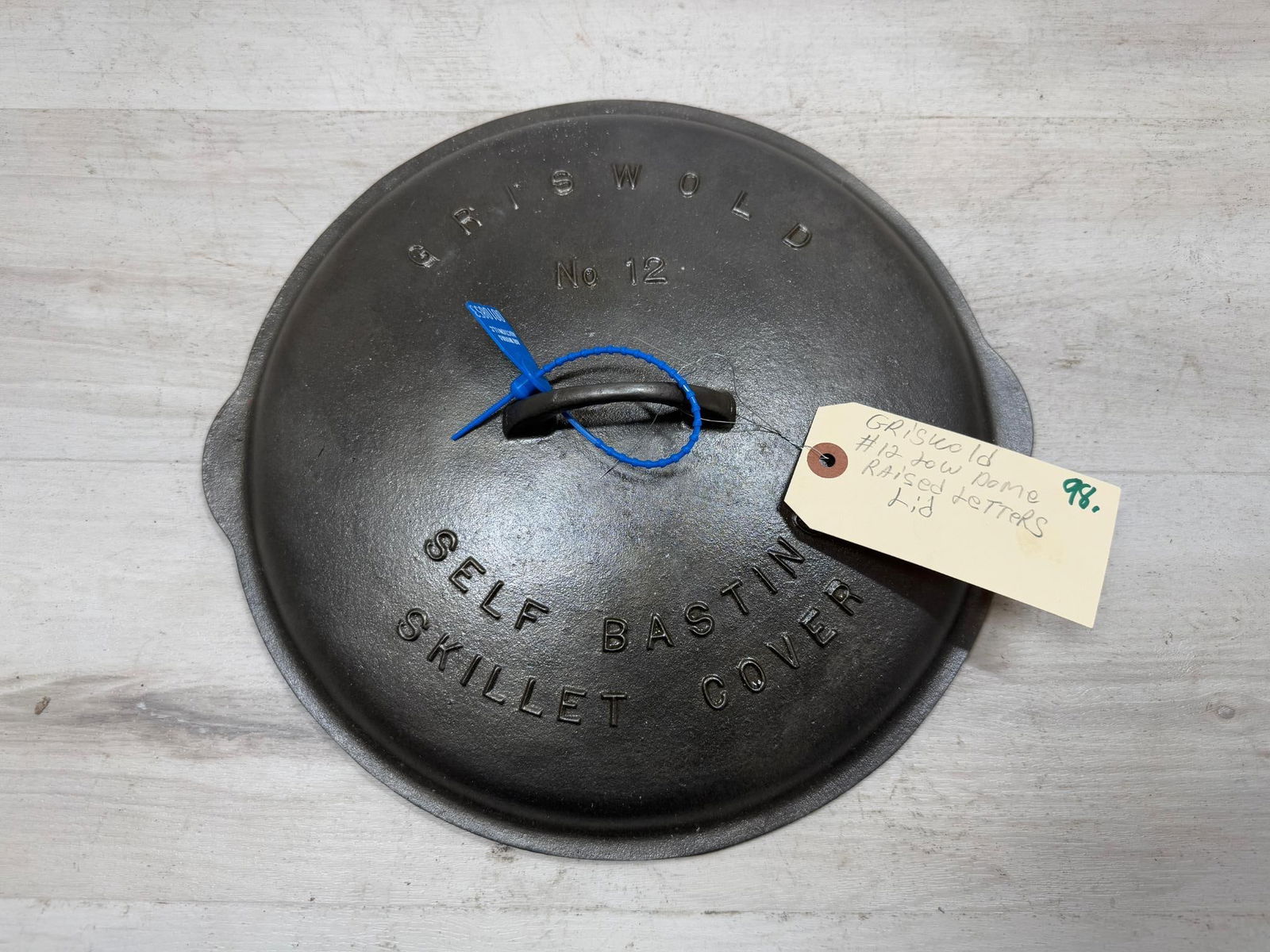 #12 Griswold Low dome raised letters Cast Iron Skillet Cover (1 of 3)