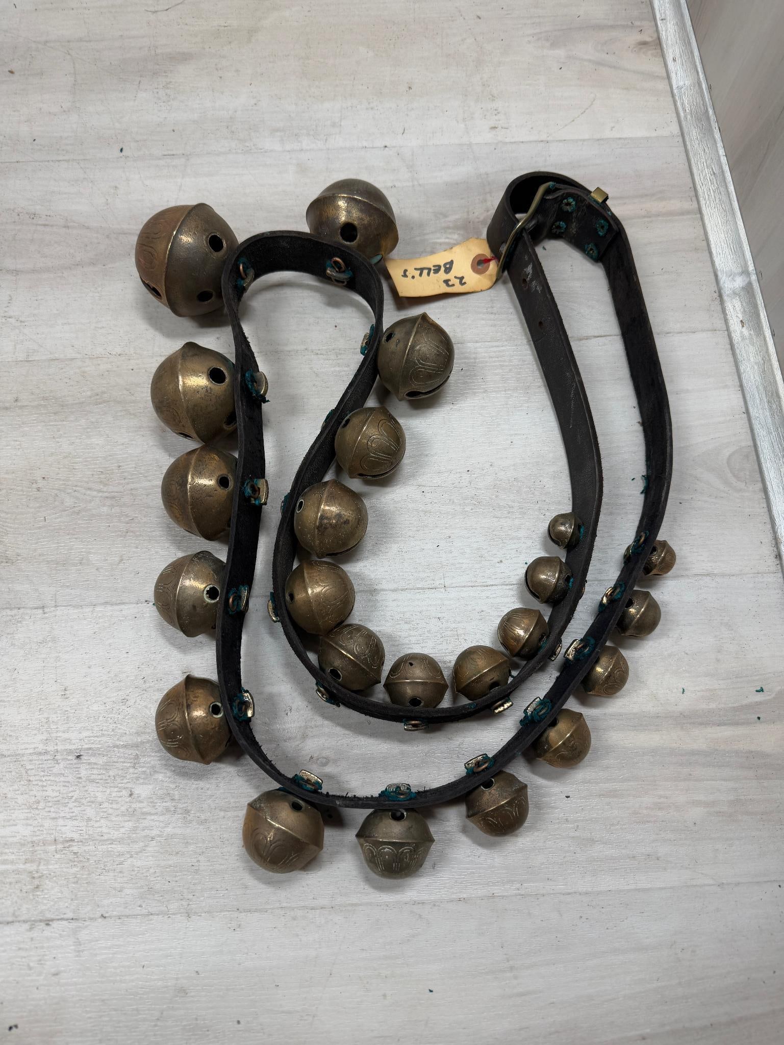 Strand of 23 Sleigh Bells: Load-out Pick up for all online purchases for Antiques & collectibles is Monday, Tuesday, Wednesday, February 17th, 18th, 19th At our warehouse location. We do offer shipping on all items shippabl