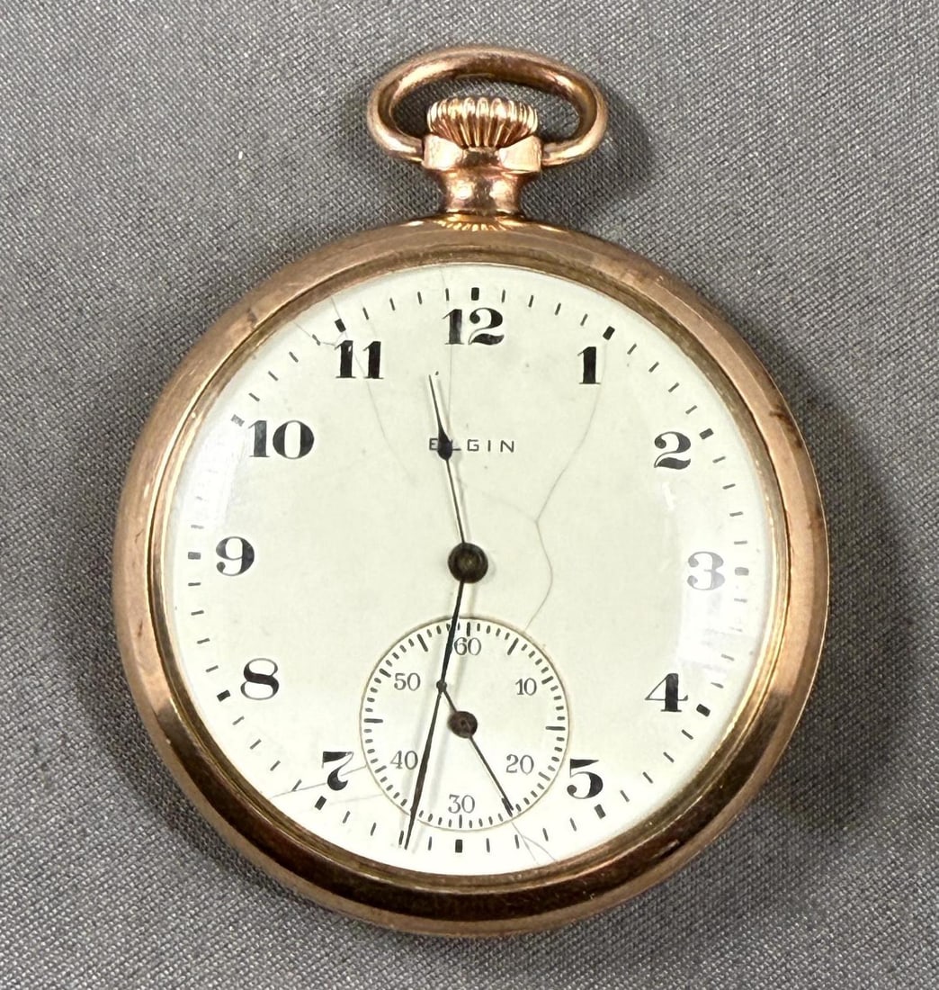 Elgin 303 7 Jewel 12S Pocket watch, SN 21037100 in Montauk 20 year case, Ruby jewel, pendant, RUNS: Please note, when we say a watch runs, we wound the watch and watched it work for a few minutes. We did not time them overnight to see if they were in time