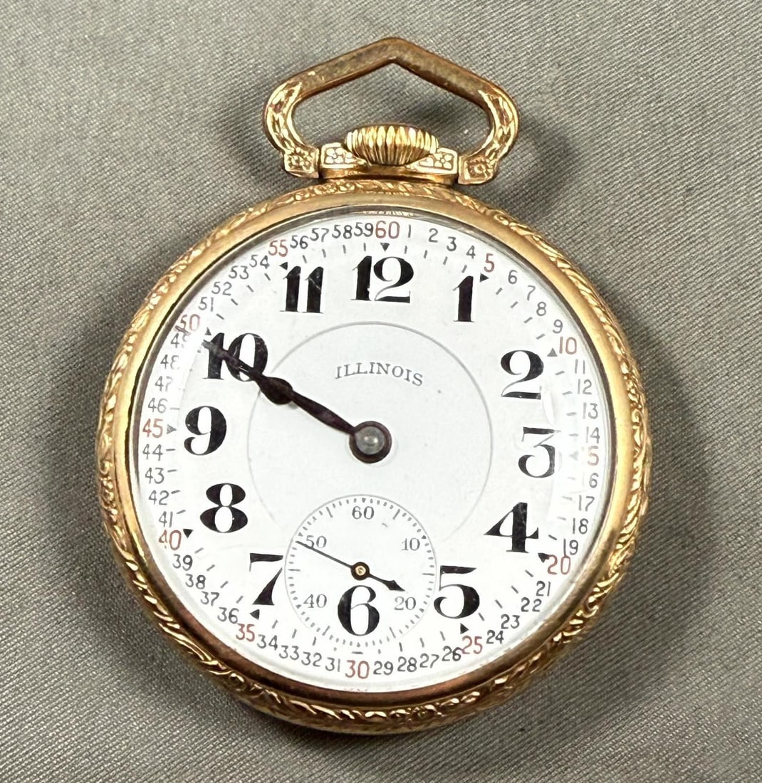 Illinois 21 Jewel Pocket Watch, size 16, SN 3491320, Ruby Jewel, Model 9, nice watch, RUNS (1 of 6)