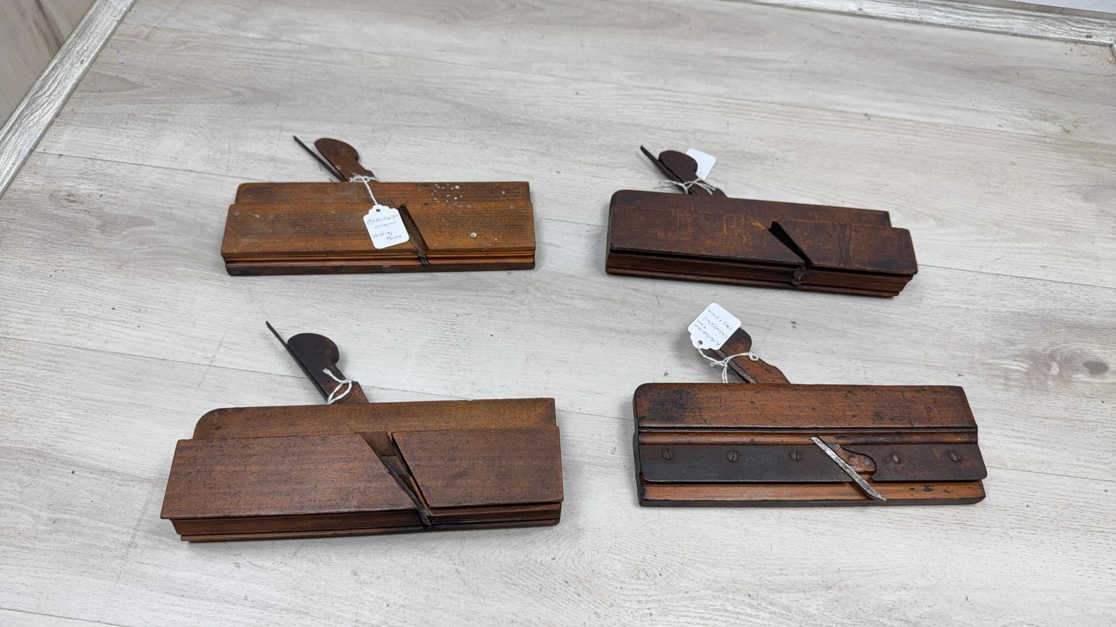 (4) WOOD MOULDING PLANES. ASSORTED PROFILES: Load-out Pick up for all online purchases for Antiques & collectibles is Monday, Tuesday, Wednesday, February 23rd, 24th, 25th At our shipper's location. We do offer shipping on all items