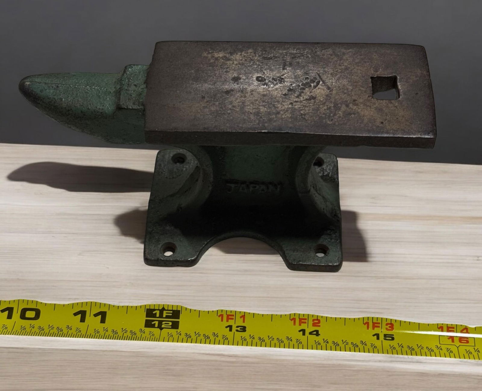 Miniature Anvil, Made in Japan, Green with Brown Top, 6" Length (1 of 4)