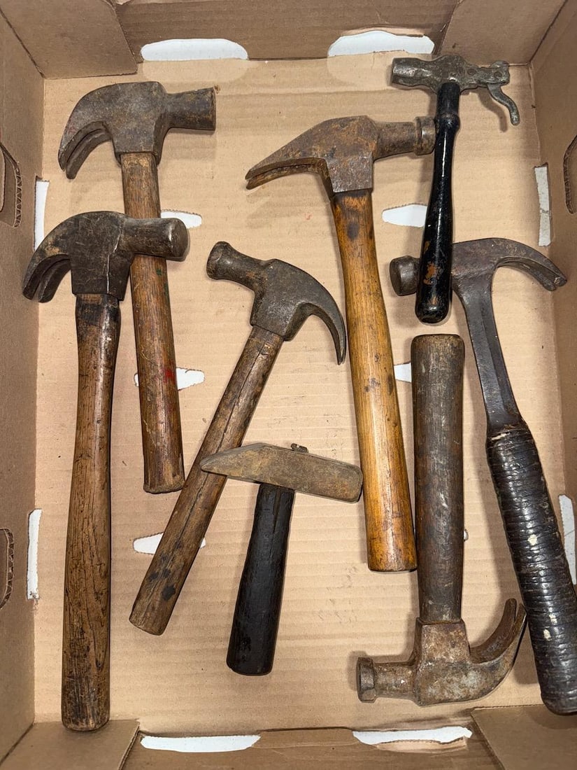 Vintage Hammers Collection, Claw and Ball Peen, Wooden Handles, Steel Heads (1 of 5)