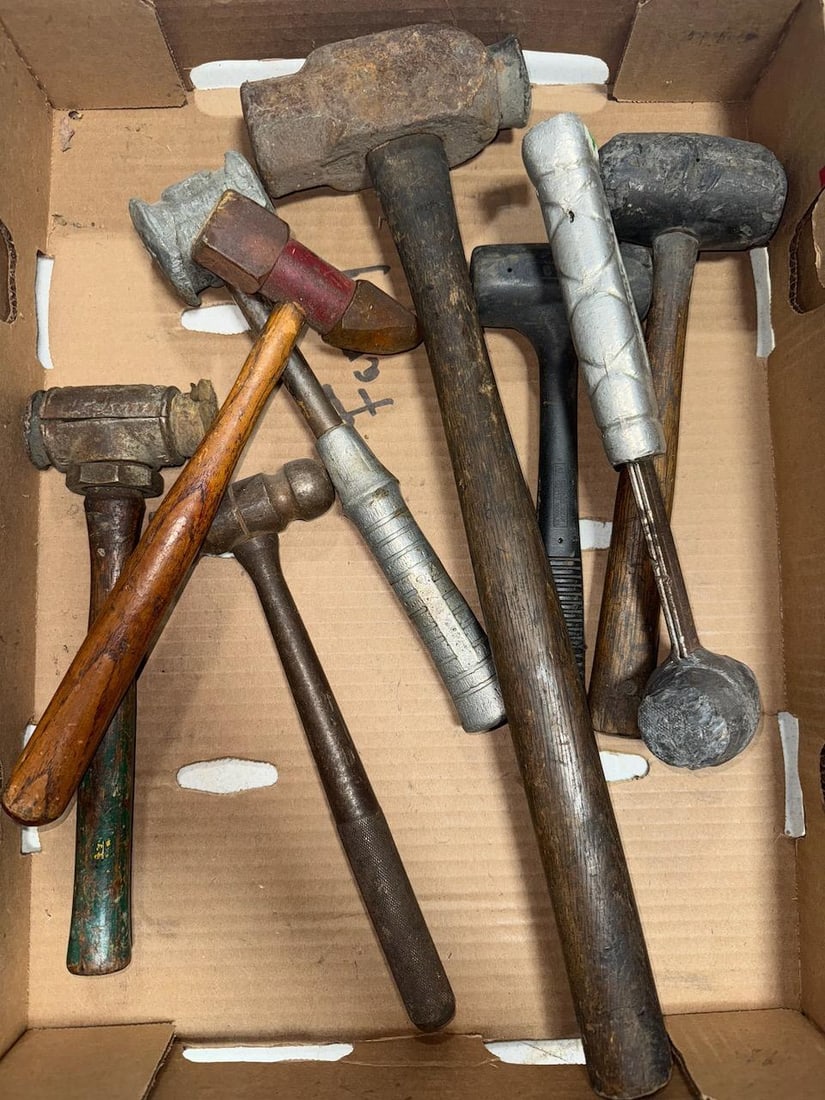 Collection of Various Types of Hammers, Including Sledgehammer and Ball-Peen (1 of 5)