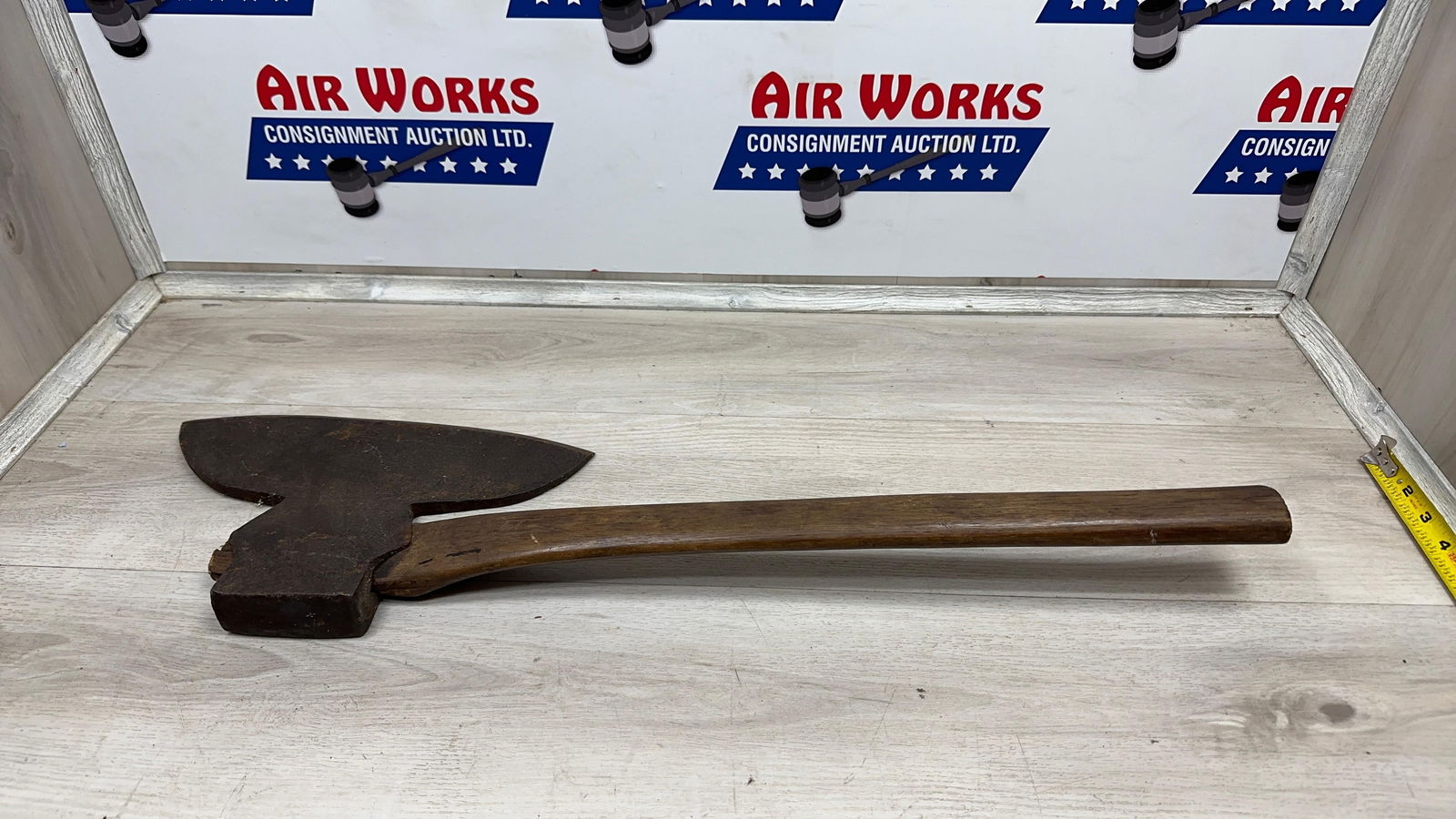 EARLY LONG HANDLED HEWING BROAD AXE: Load-out Pick up for all online purchases for Antiques & collectibles is Monday, Tuesday, Wednesday, February 23rd, 24th, 25th At our shipper's location. We do offer shipping on all items shippabl