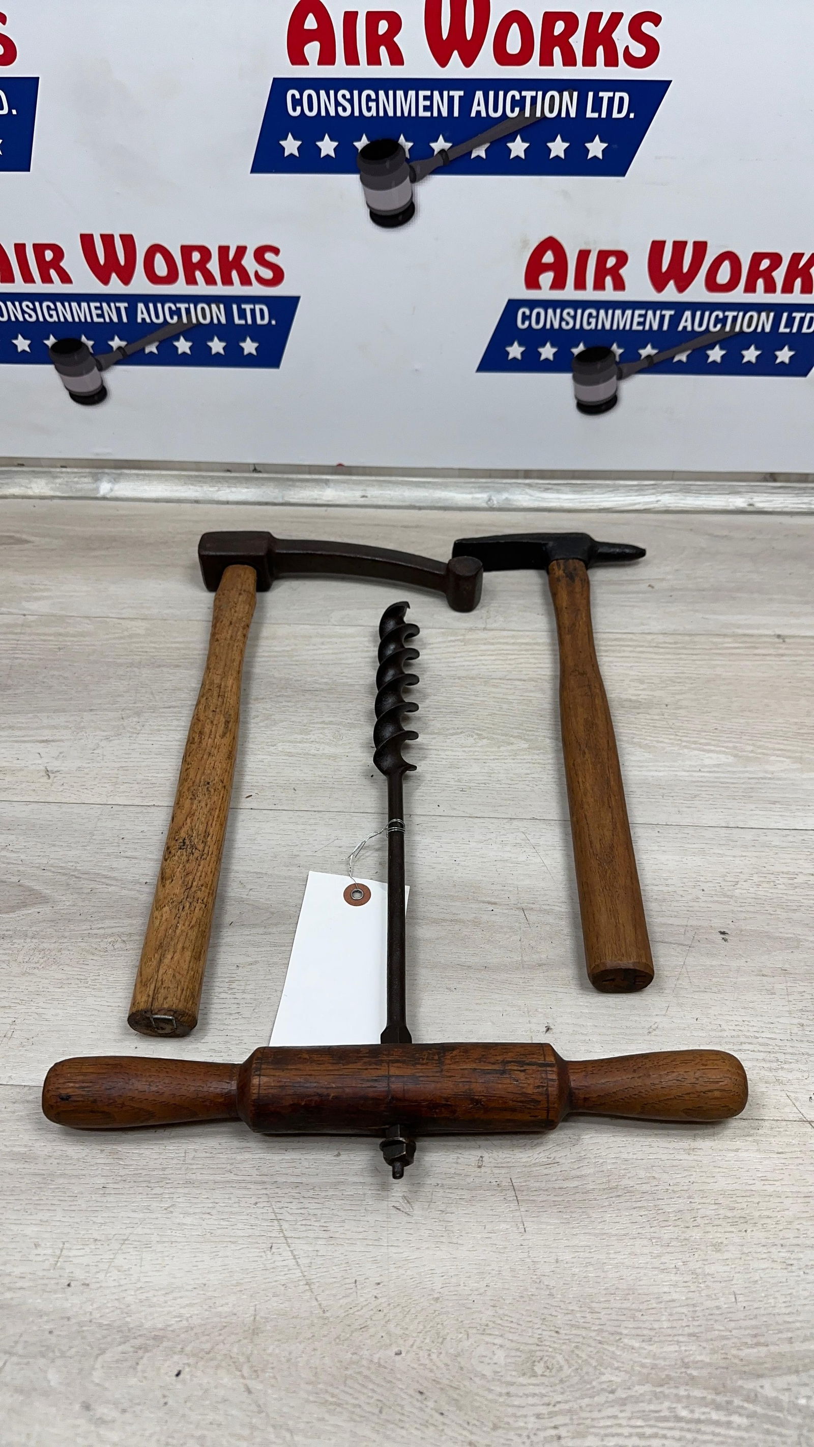 VINTAGE MASON HAMMERS AND HAND AUGER: Load-out Pick up for all online purchases for Antiques & collectibles is Monday, Tuesday, Wednesday, February 23rd, 24th, 25th At our shipper's location. We do offer shipping on all items