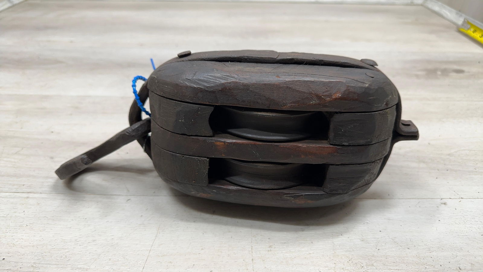 PRIMITIVE HAND HEWN PULLEY - 4