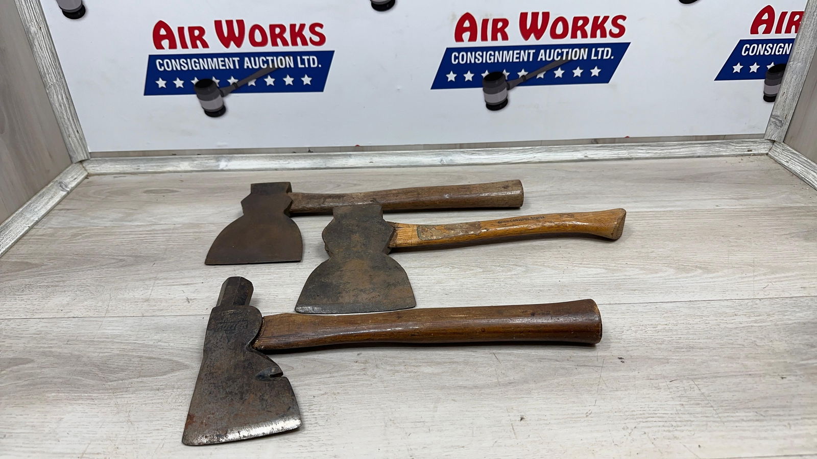 3 ASSORTED HATCHETS: Load-out Pick up for all online purchases for Antiques & collectibles is Monday, Tuesday, Wednesday, February 23rd, 24th, 25th At our shipper's location. We do offer shipping on all items