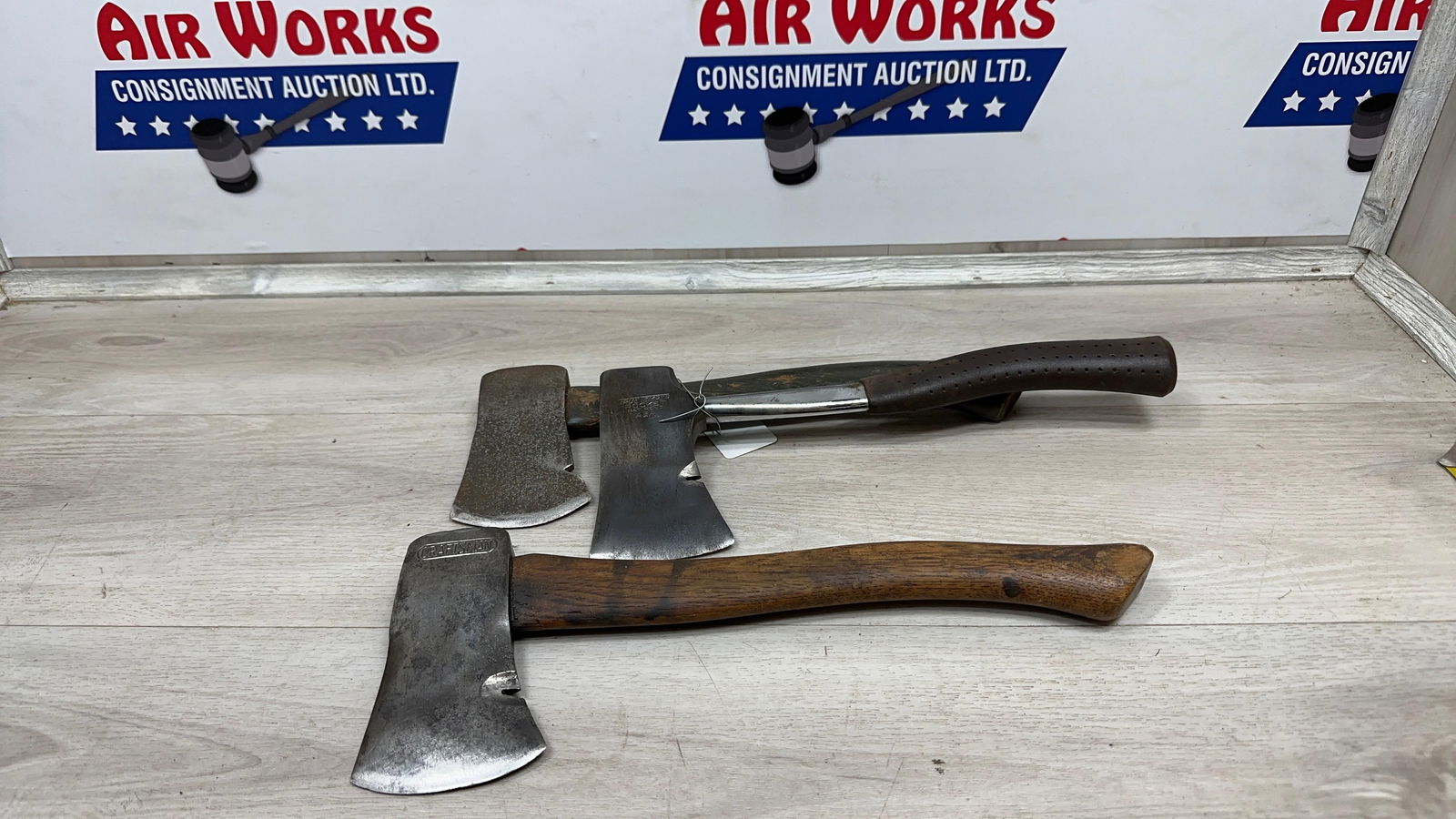3 HATCHETS. CRAFTSMAN, ROCKET AND MILITARY: Load-out Pick up for all online purchases for Antiques & collectibles is Monday, Tuesday, Wednesday, February 23rd, 24th, 25th At our shipper's location. We do offer shipping on all items shippabl
