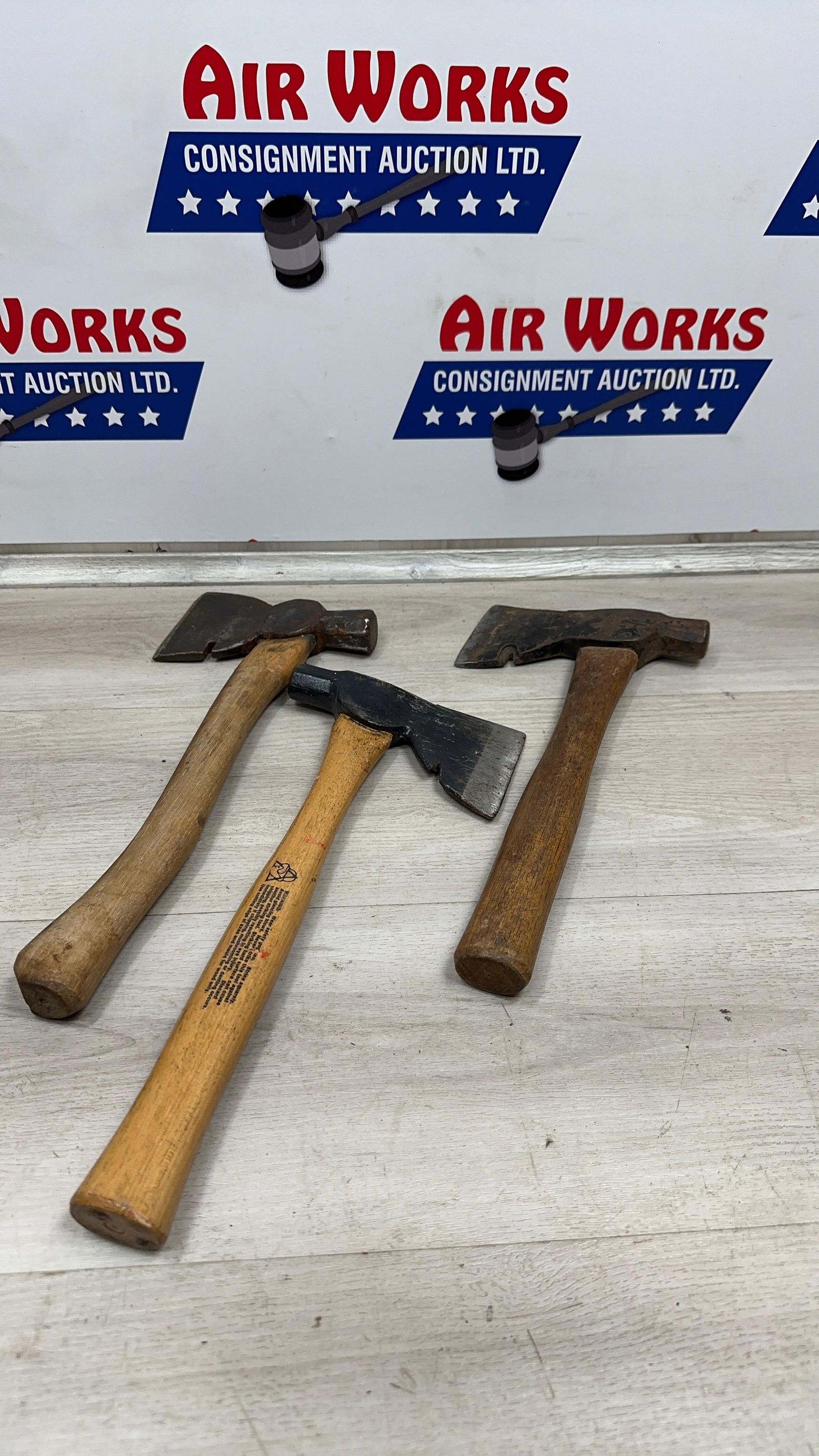 3 HATCHETS: Load-out Pick up for all online purchases for Antiques & collectibles is Monday, Tuesday, Wednesday, February 23rd, 24th, 25th At our shipper's location. We do offer shipping on all items shippabl