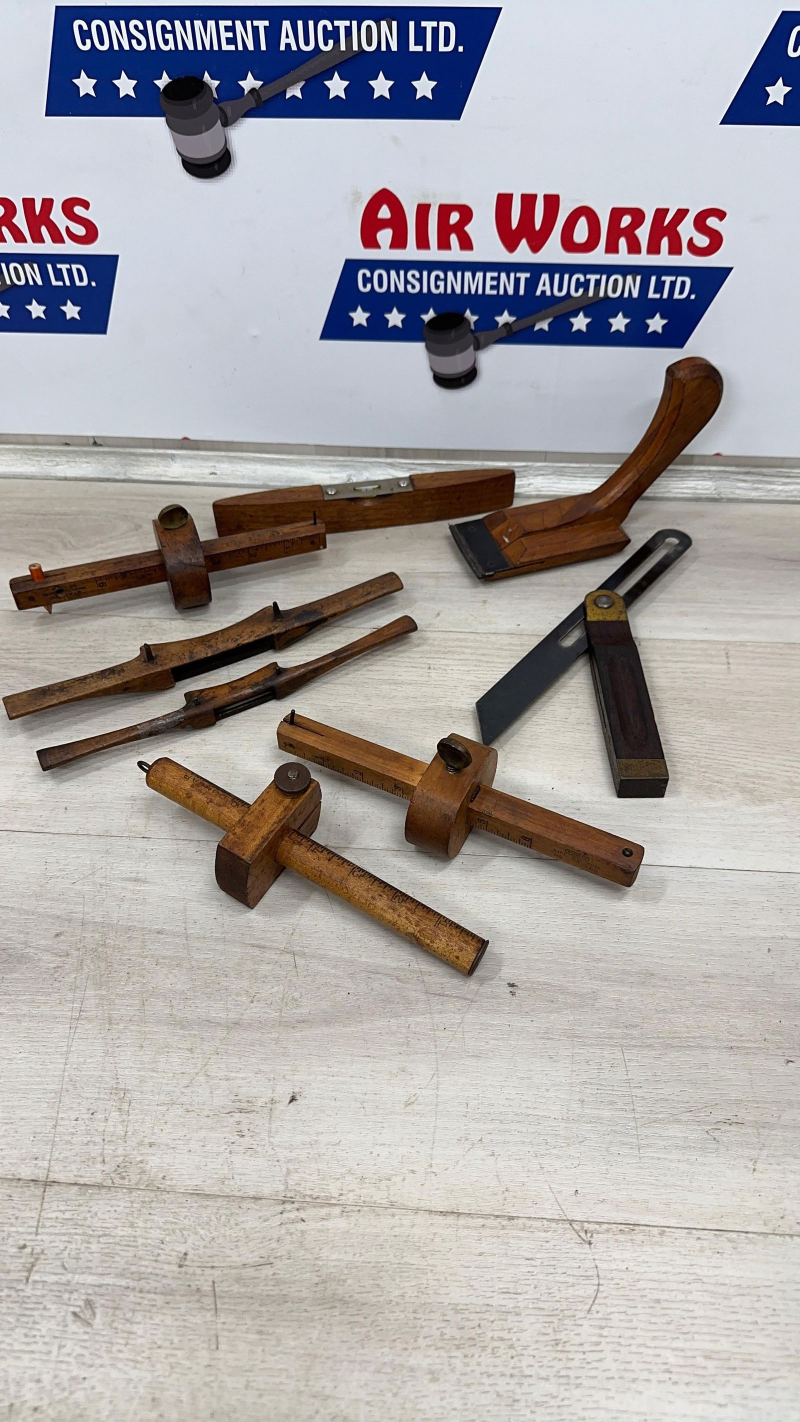 PRIMITIVE WOOD GAUGES AND TOOLS: Load-out Pick up for all online purchases for Antiques & collectibles is Monday, Tuesday, Wednesday, February 23rd, 24th, 25th At our shipper's location. We do offer shipping on all items shippabl