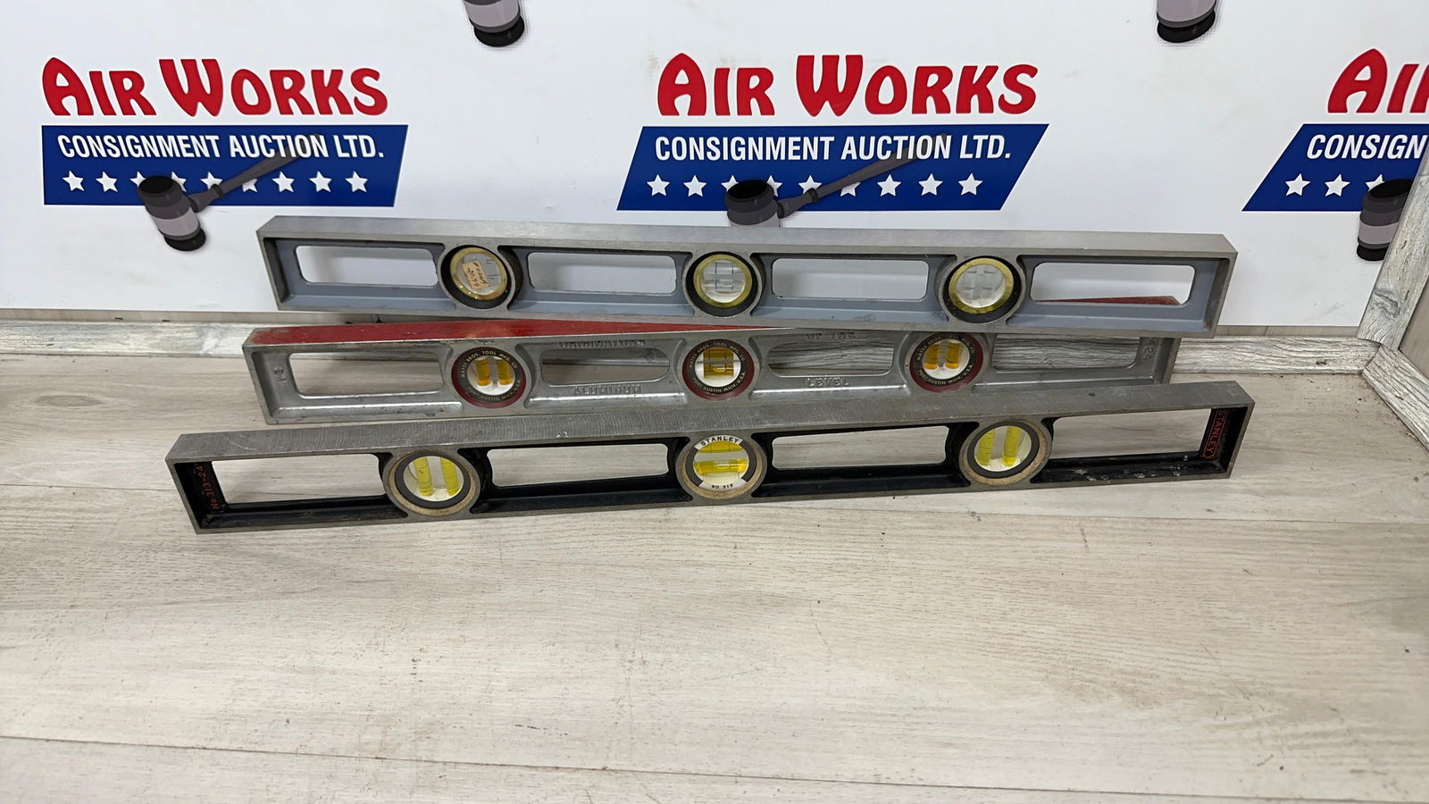 3 ALUMINUM LEVELS: Load-out Pick up for all online purchases for Antiques & collectibles is Monday, Tuesday, Wednesday, February 23rd, 24th, 25th At our shipper's location. We do offer shipping on all items