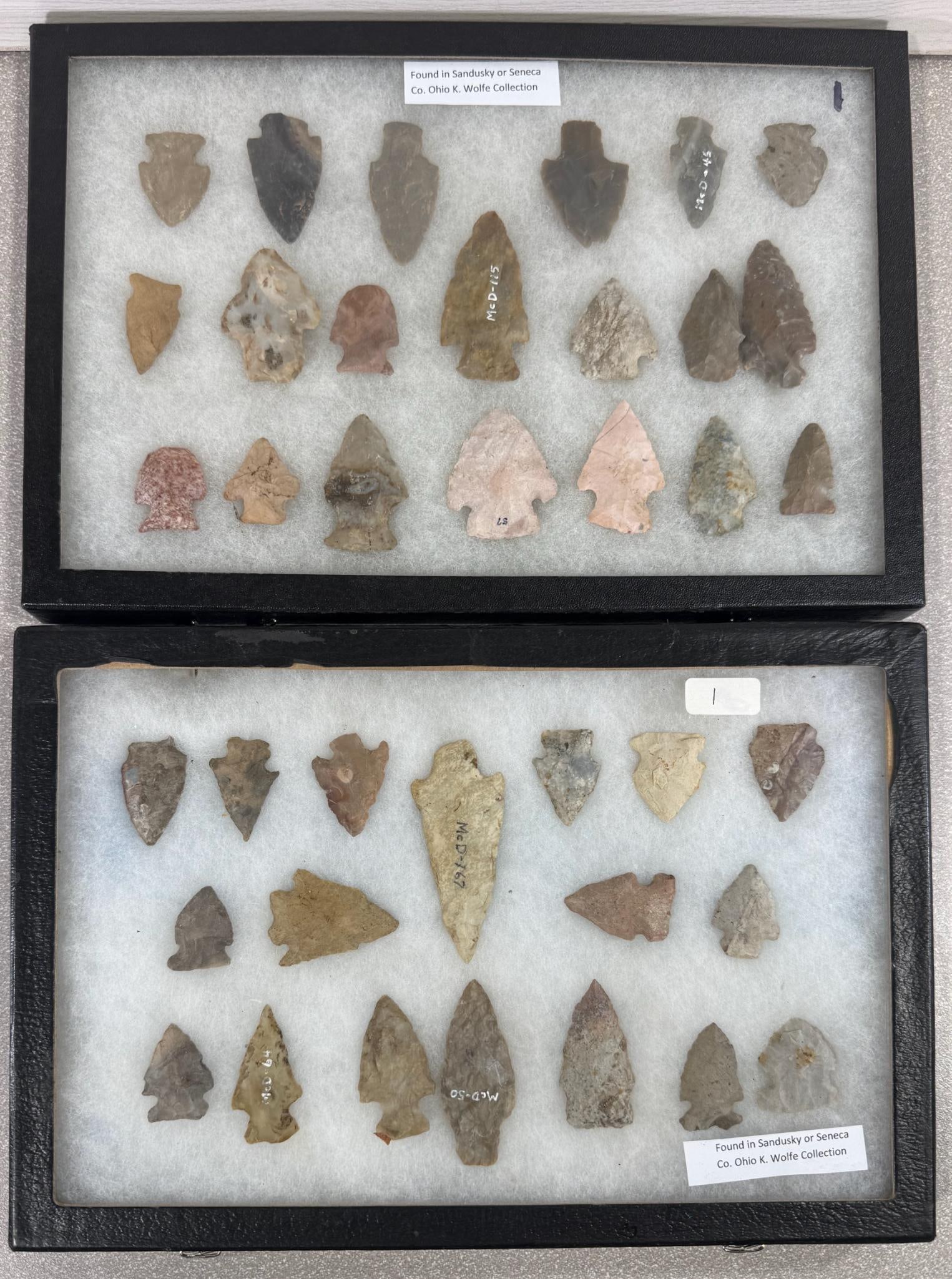 Arrowheads found in Sandusky and Seneca Co. Ohio 2 frames 38 total points (1 of 4)
