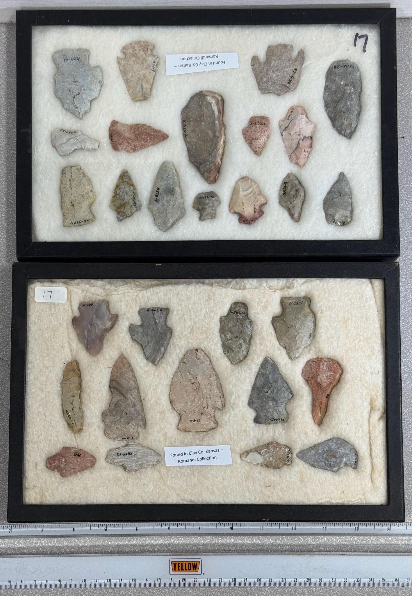 Arrowheads and Artifacts found in Kansas 2 frames 30 total artifacts (1 of 5)