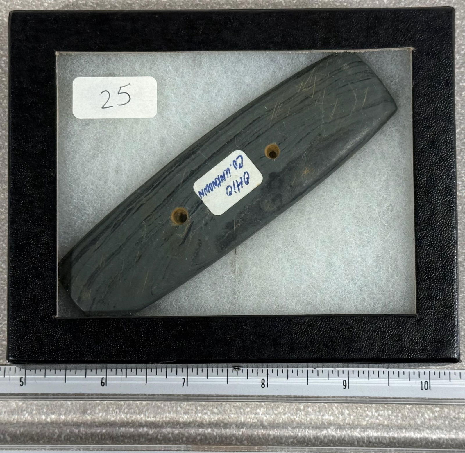 Slate Gorget marked Ohio Co Indiana 4 1/2" (1 of 3)