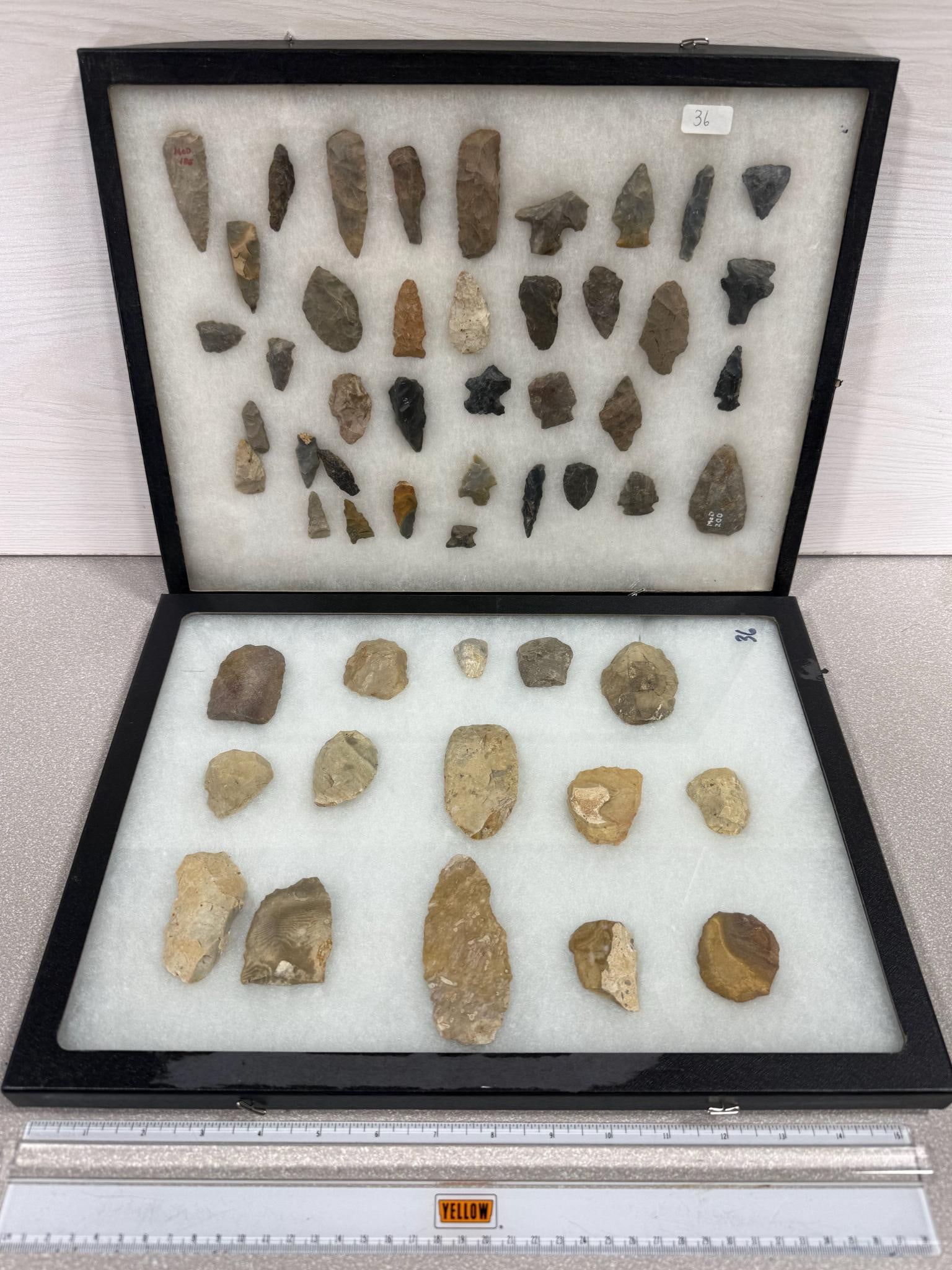 Arrowheads and Artifacts from Midwest 2 frames including Thumb Scrapers (1 of 7)