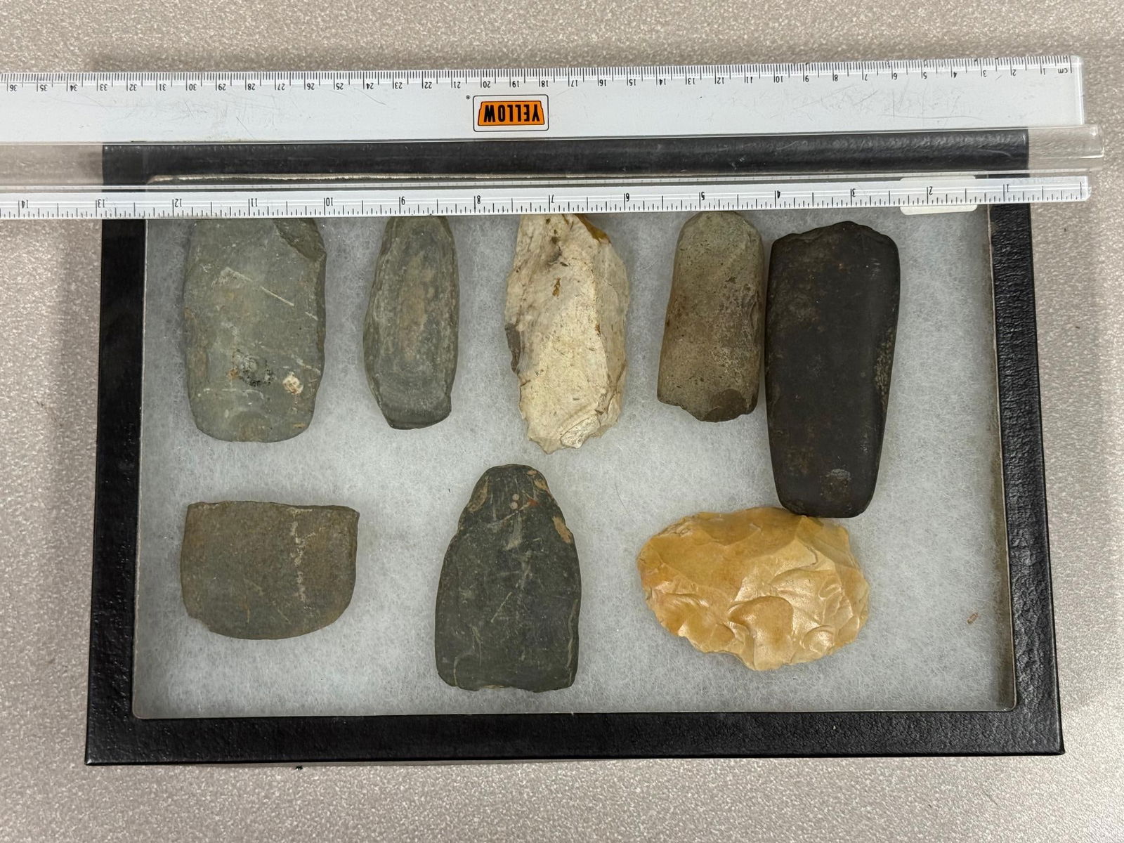 Frame lot of 8 Celts and Flint Celts largest 4" Ohio (1 of 4)