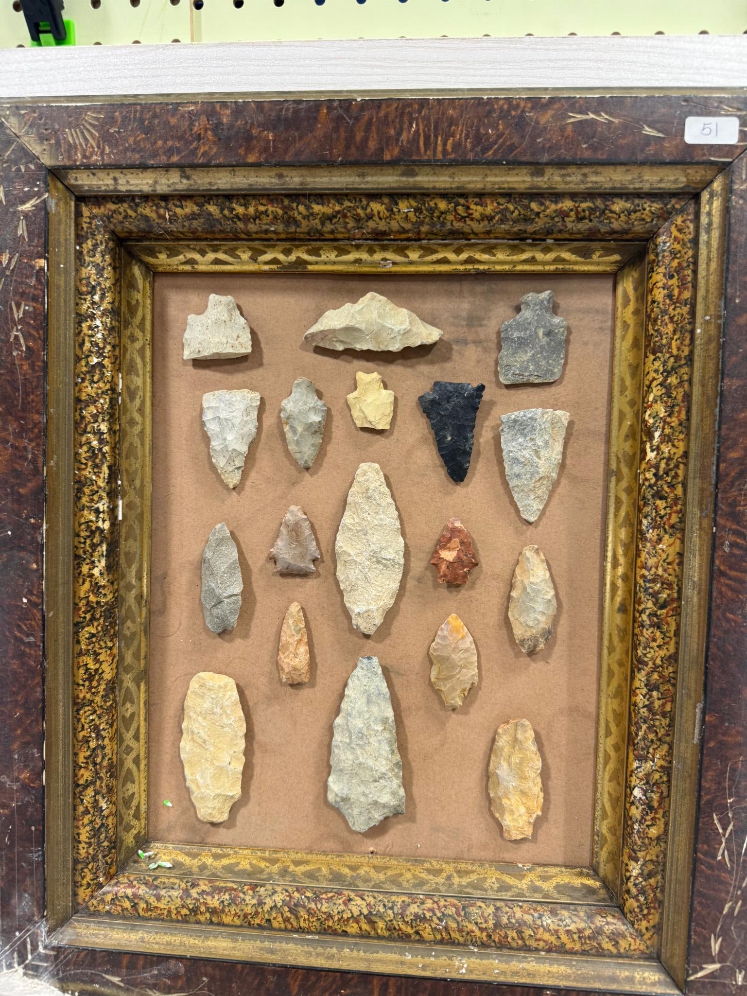 Arrowheads in antique frame - 4