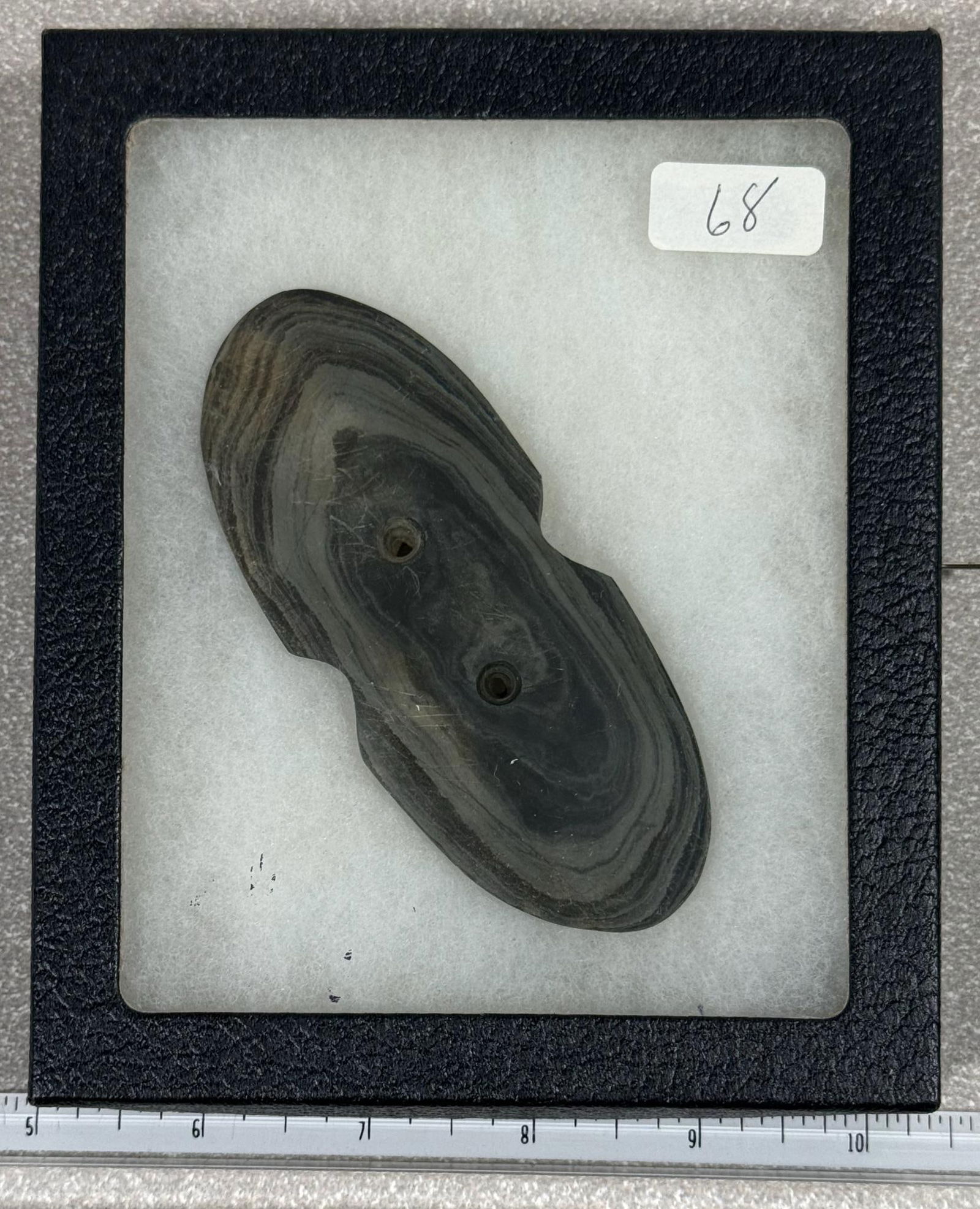 Slate Gorget Indented 4 1/4": Load-out Pick up for all online purchases for Antiques & collectibles is Monday, Tuesday, Wednesday, February 23rd, 24th, 25th At our shipper's location. We do offer shipping on all items