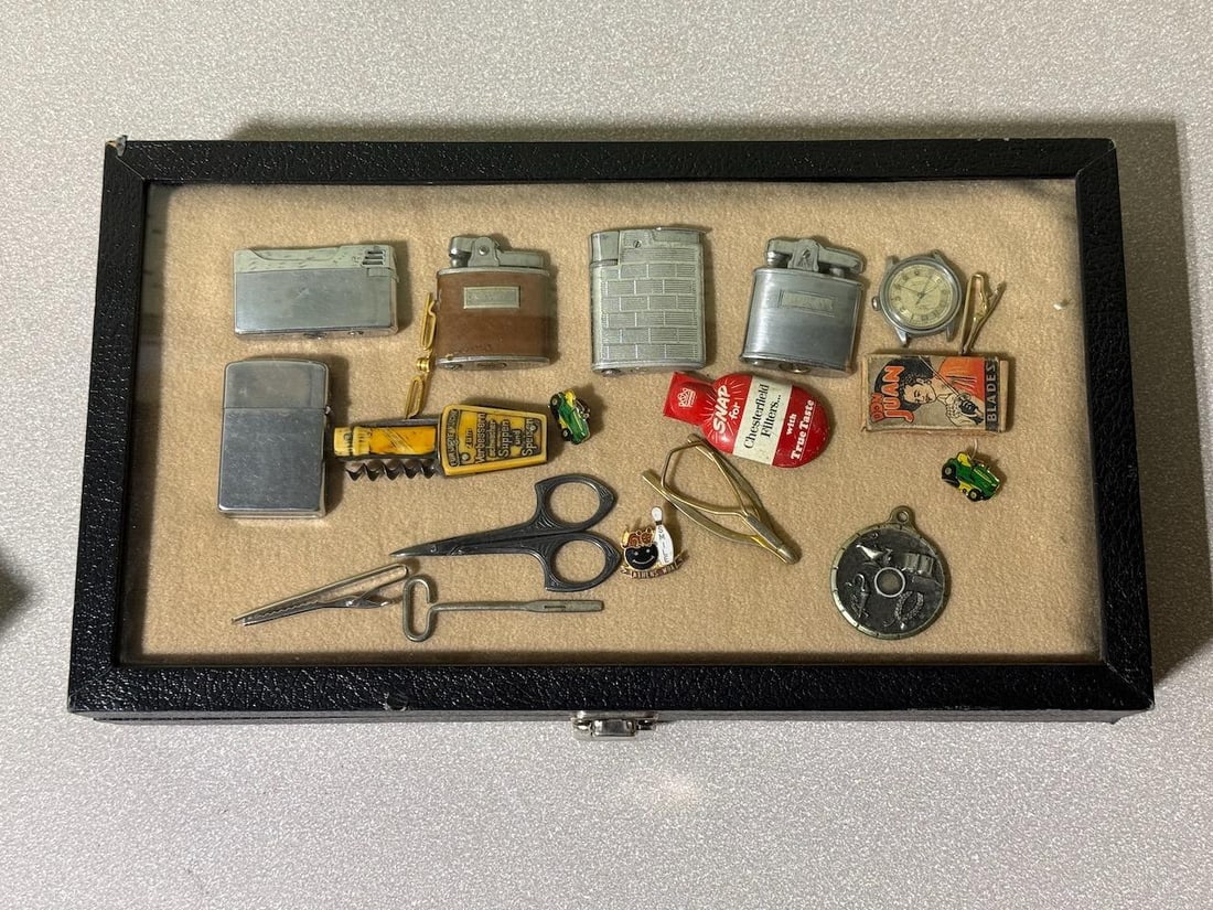Vintage Lighter Collection & Assorted Collectibles, Boxed Display (1 of 10)