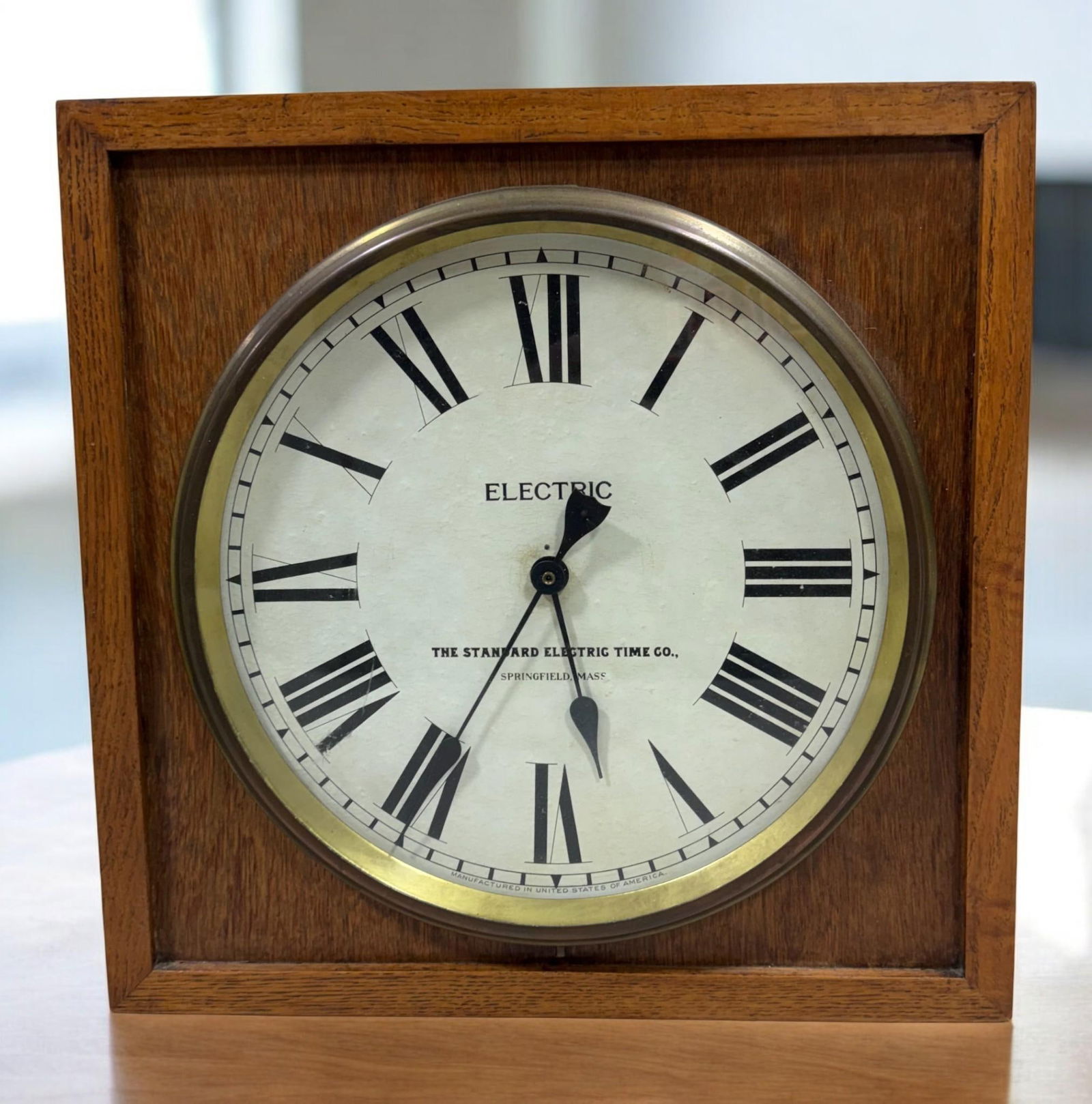 Standard Electric Time Co. Wall Clock, Converted to Battery, Springfield Mass, approx 16 x 16 inches (1 of 5)