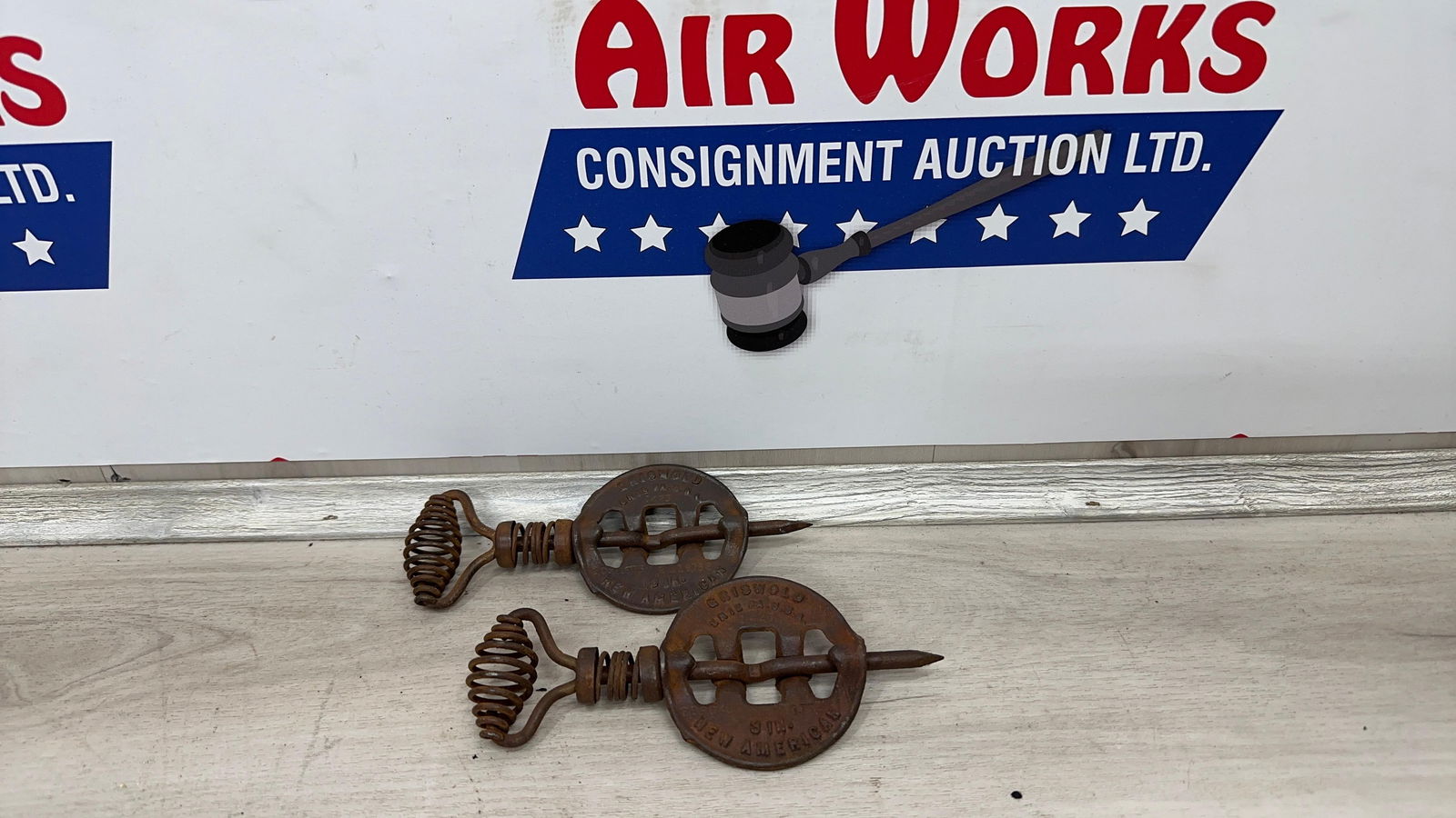 PAIR OF GRISWOLD STOVE DAMPERS: Load-out Pick up for all online purchases for Antiques & collectibles is Monday, Tuesday, Wednesday, February 23rd, 24th, 25th At our shipper's location. We do offer shipping on all items shippabl