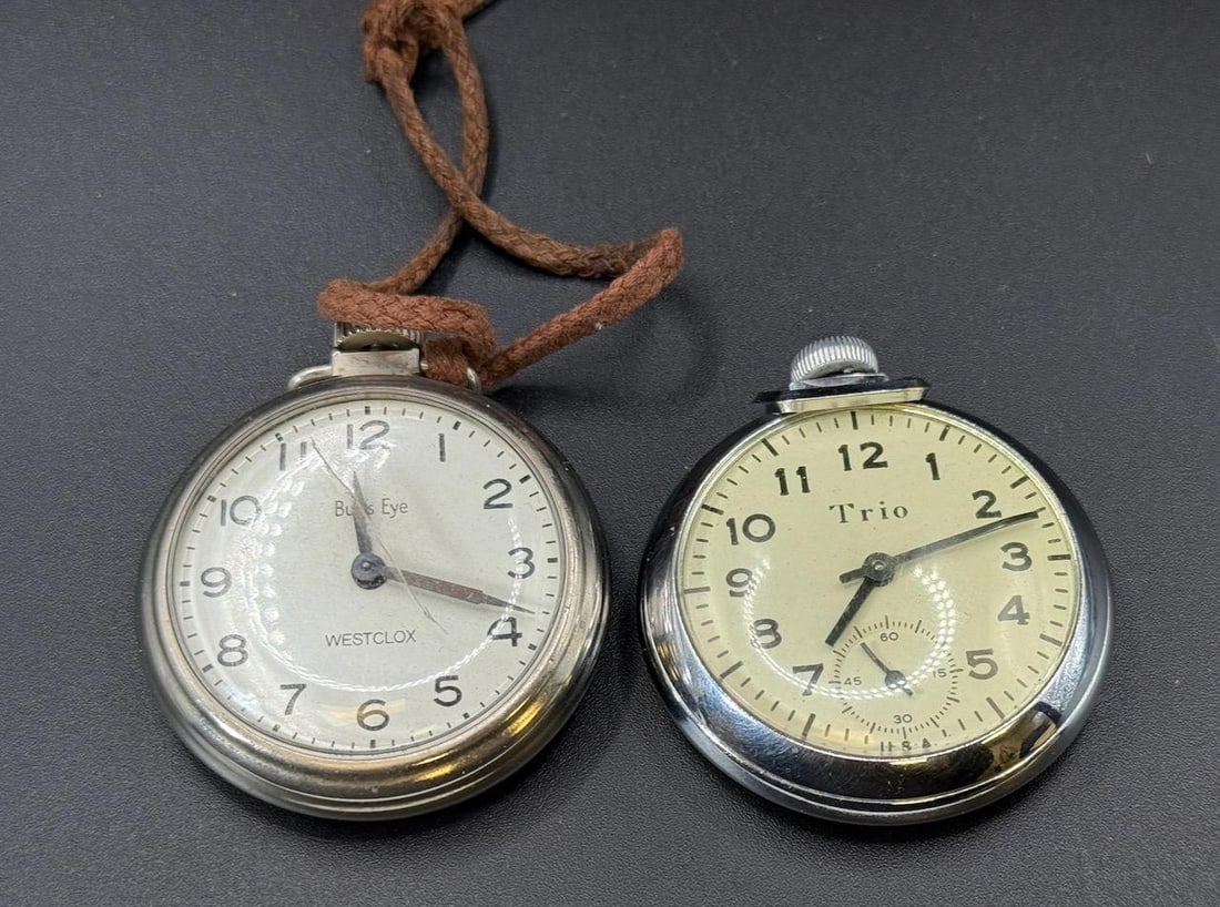 Trio and Bullseye Dollar Watches: Load-out Pick up for all online purchases for Antiques & collectibles is Monday, Tuesday, Wednesday, February 23rd, 24th, 25th At our shipper's location. We do offer shipping on all items shippabl