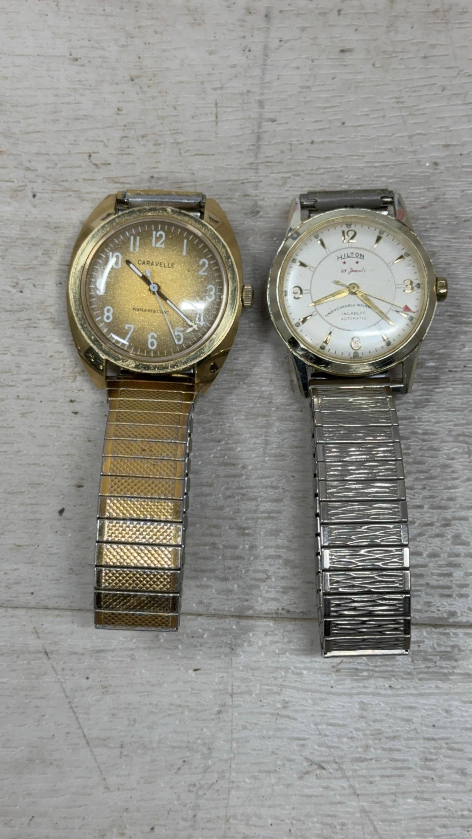 VINTAGE WRIST WATCHES. CARAVELLE AND HILTON: Load-out Pick up for all online purchases for Antiques & collectibles is Monday, Tuesday, Wednesday, February 23rd, 24th, 25th At our shipper's location. We do offer shipping on all items shippabl