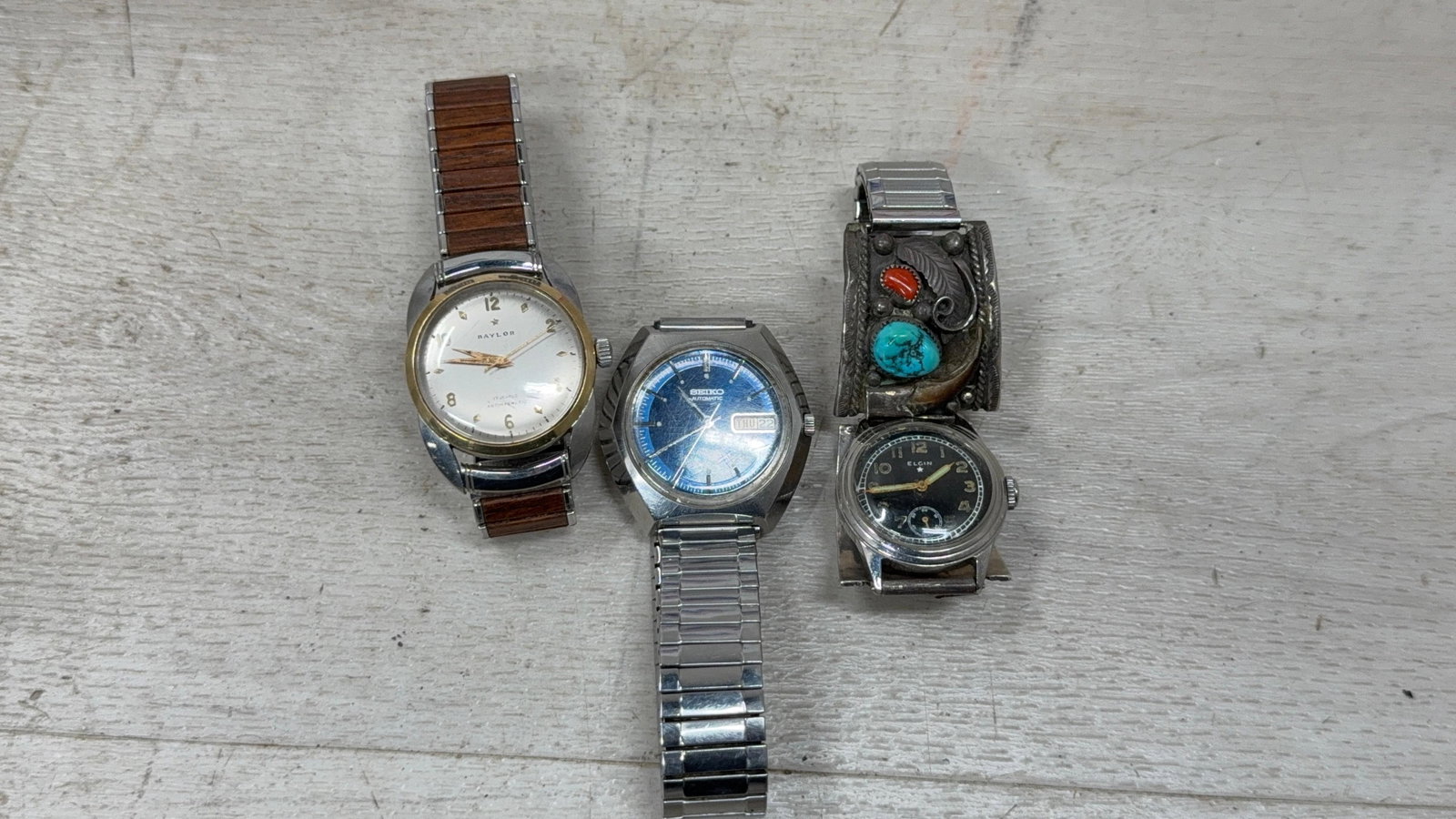 ELGIN, SEIKO AND BAYLOR WRISTWATCHES: Load-out Pick up for all online purchases for Antiques & collectibles is Monday, Tuesday, Wednesday, February 23rd, 24th, 25th At our shipper's location. We do offer shipping on all items shippabl
