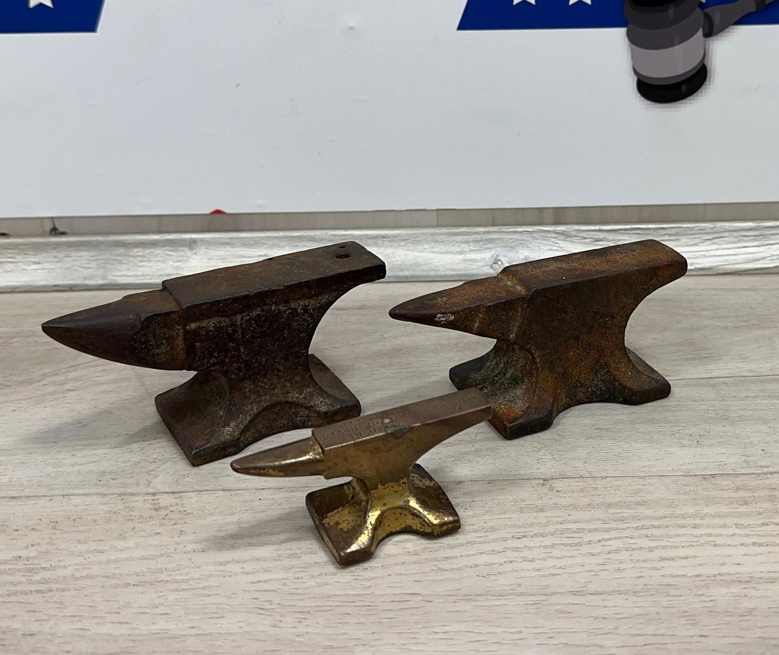 3 MINI ANVILS: Load-out Pick up for all online purchases for Antiques & collectibles is Monday, Tuesday, Wednesday, February 23rd, 24th, 25th At our shipper's location. We do offer shipping on all items shippable wi