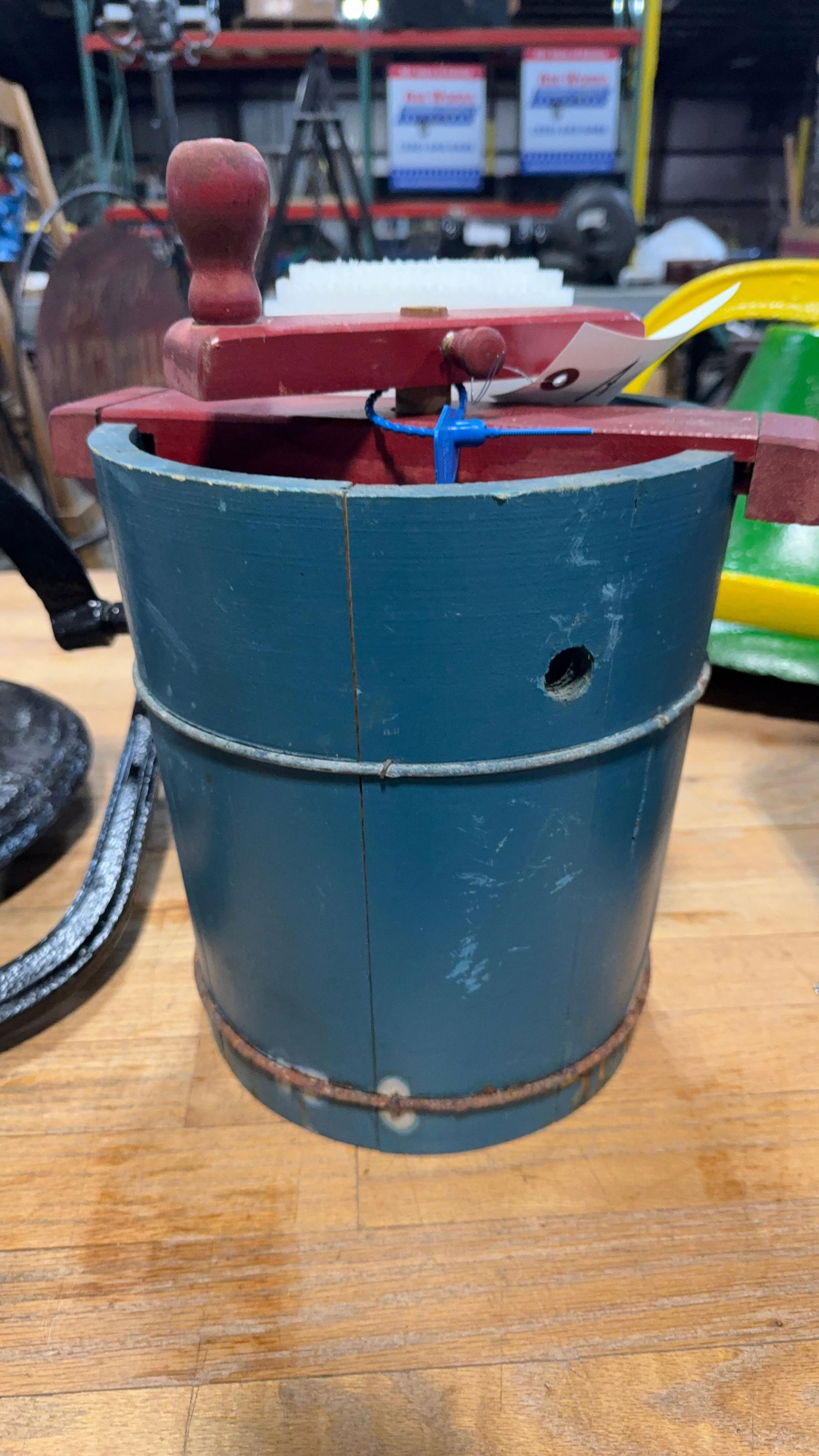 PRIMITIVE WOOD ICECREAM MAKER: Load-out Pick up for all online purchases for Antiques & collectibles is Monday, Tuesday, Wednesday, February 23rd, 24th, 25th At our shipper's location. We do offer shipping on all items shippable wi