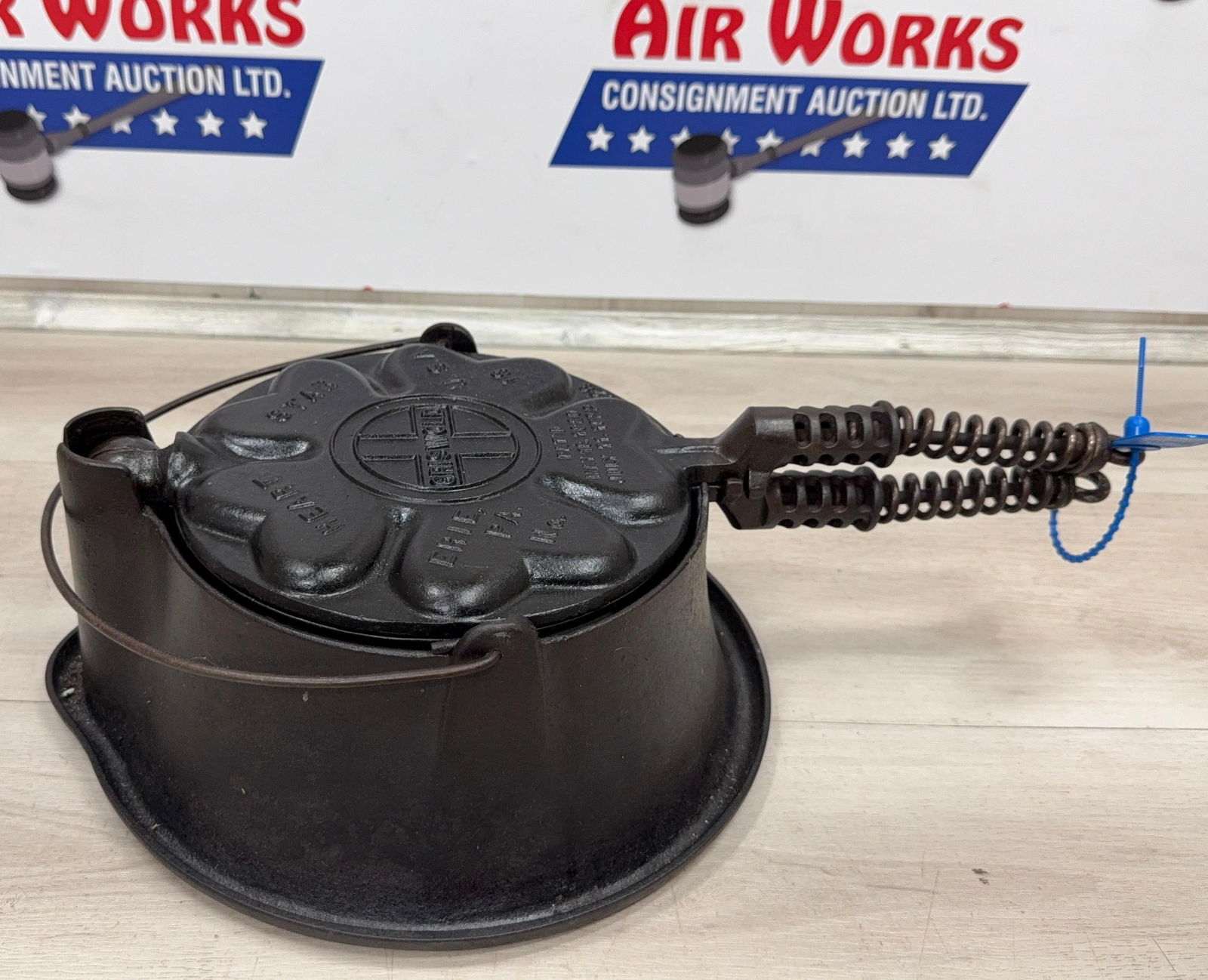 GRISWOLD #18 HEART & STAR HIGH BASE WAFFLE IRON: Load-out Pick up for all online purchases for Antiques & collectibles is Monday, Tuesday, Wednesday, February 23rd, 24th, 25th At our shipper's location. We do offer shipping on all items shippable wi
