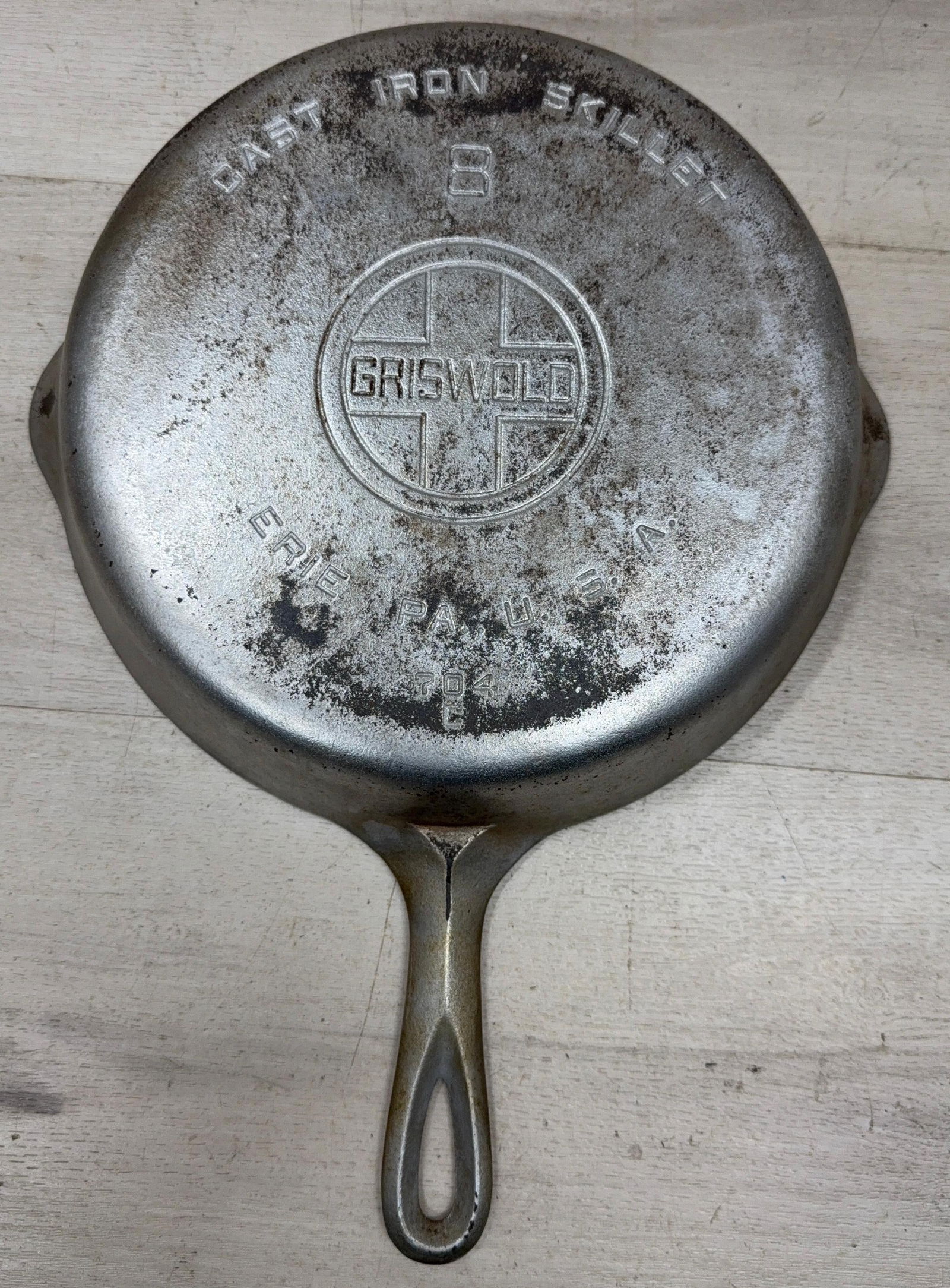GRISWOLD #8 LBL CHROME PLATED CAST IRON SKILLET: Load-out Pick up for all online purchases for Antiques & collectibles is Monday, Tuesday, Wednesday, February 23rd, 24th, 25th At our shipper's location. We do offer shipping on all items shippable wi