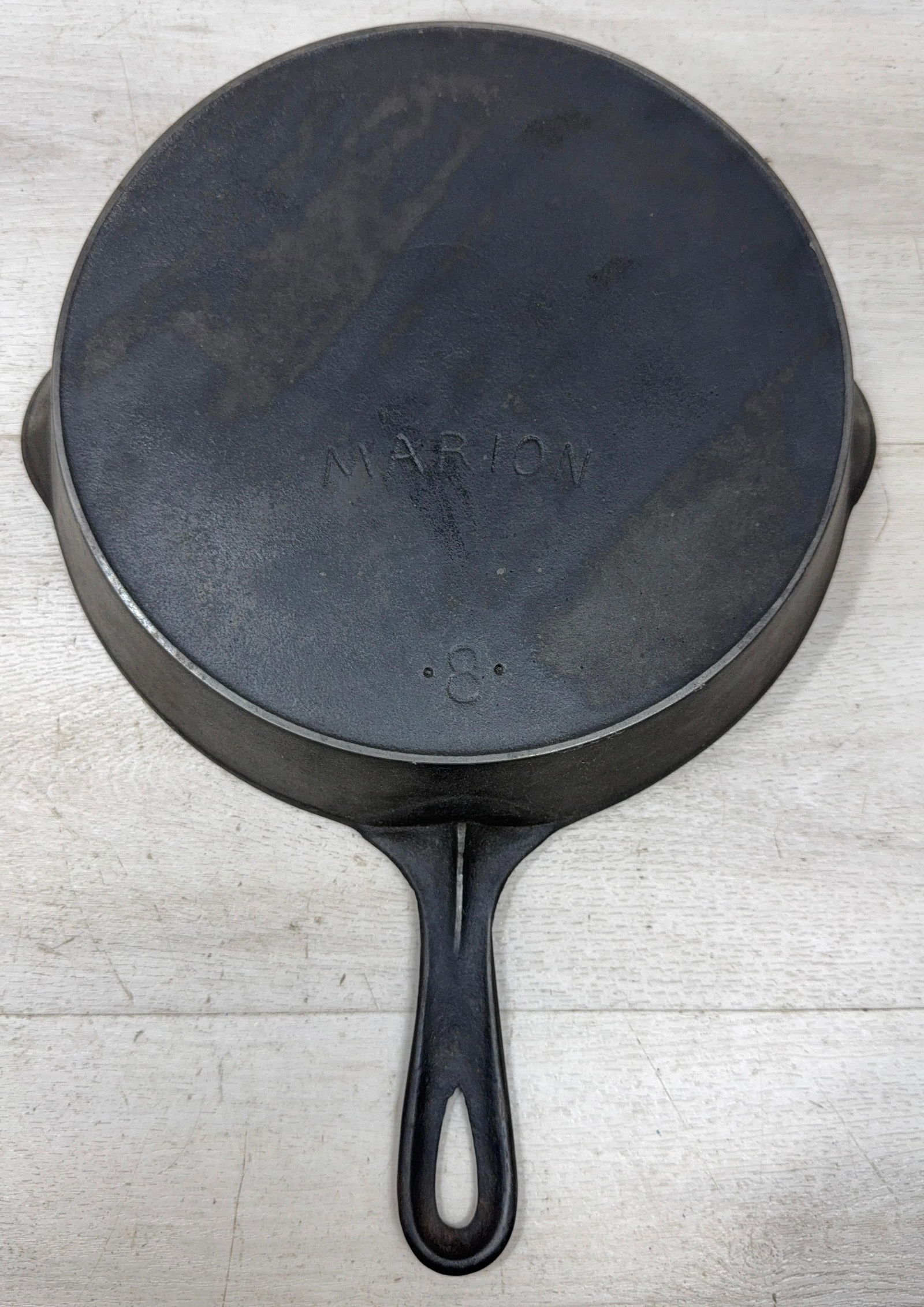 MARION #8 CAST IRON SKILLET: Load-out Pick up for all online purchases for Antiques & collectibles is Monday, Tuesday, Wednesday, February 23rd, 24th, 25th At our shipper's location. We do offer shipping on all items shippable wi