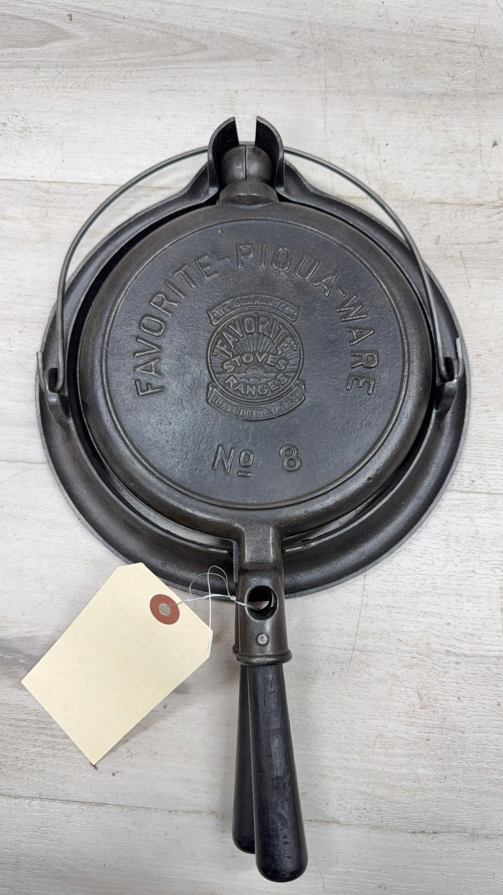 FAVORITE PIQUA-WARE NO. 8 WAFFLE IRON: Load-out Pick up for all online purchases for Antiques & collectibles is Monday, Tuesday, Wednesday, February 23rd, 24th, 25th At our shipper's location. We do offer shipping on all items shippable wi