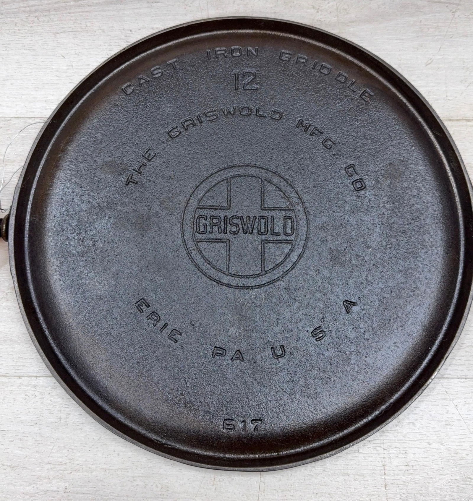 GRISWOLD NO. 12 FLAT ROUND GRIDDLE LARGE BLOCK LOGO: Load-out Pick up for all online purchases for Antiques & collectibles is Monday, Tuesday, Wednesday, February 23rd, 24th, 25th At our shipper's location. We do offer shipping on all items shippable wi