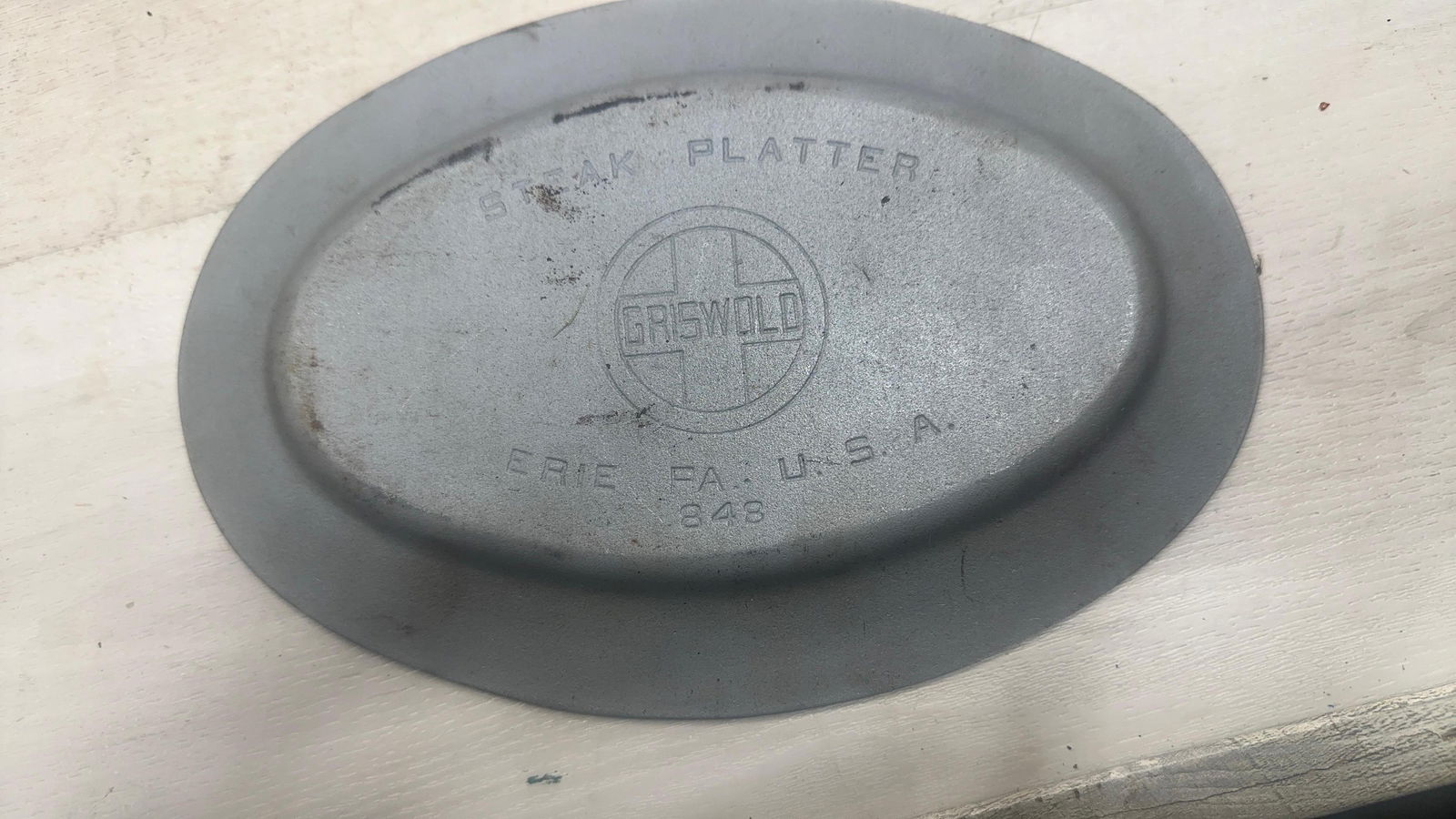 GRISWOLD STEAK PLATTER: Load-out Pick up for all online purchases for Antiques & collectibles is Monday, Tuesday, Wednesday, February 23rd, 24th, 25th At our shipper's location. We do offer shipping on all items shippable wi