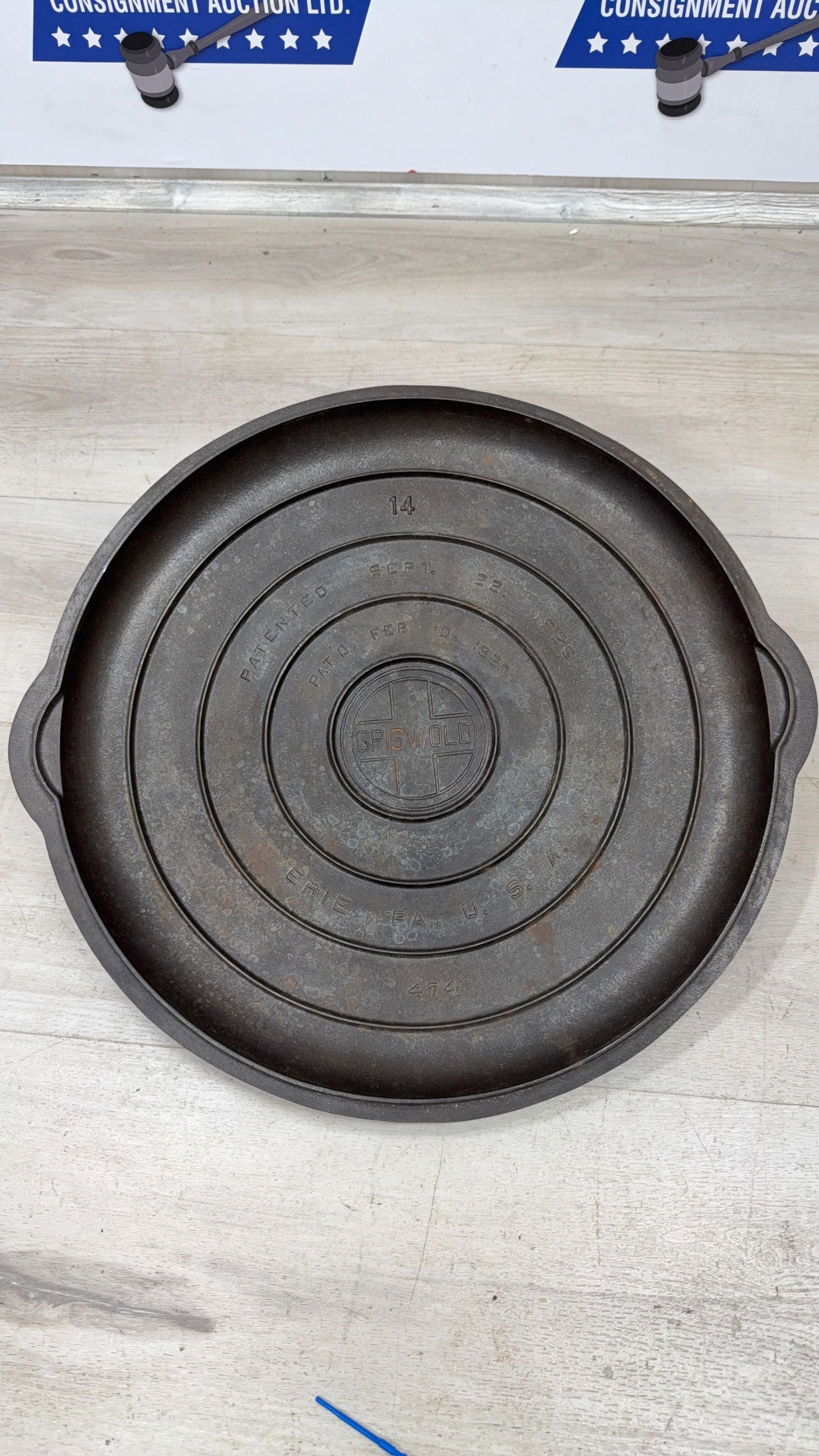 GRISWOLD NO. 14 LID, SMOOTH TOP: Load-out Pick up for all online purchases for Antiques & collectibles is Monday, Tuesday, Wednesday, February 23rd, 24th, 25th At our shipper's location. We do offer shipping on all items shippable