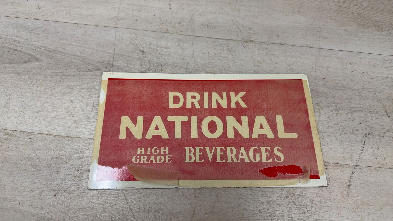 DRINK NATIONAL BERVERAGES. NOS SMALL TIN SIGN: Load-out Pick up for all online purchases for Antiques & collectibles is Monday, Tuesday, Wednesday, February 23rd, 24th, 25th At our shipper's location. We do offer shipping on all items shippable wi