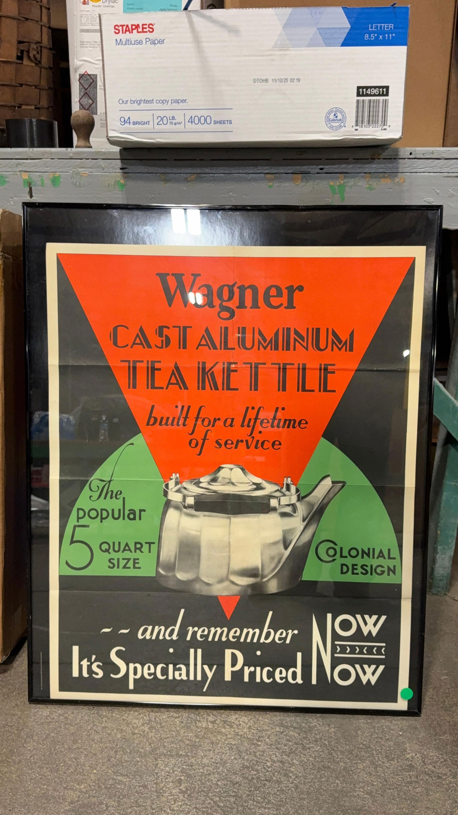 EARLY FRAMED WAGNER ADVERTISING: Load-out Pick up for all online purchases for Antiques & collectibles is Monday, Tuesday, Wednesday, February 23rd, 24th, 25th At our shipper's location. We do offer shipping on all items shippable wi