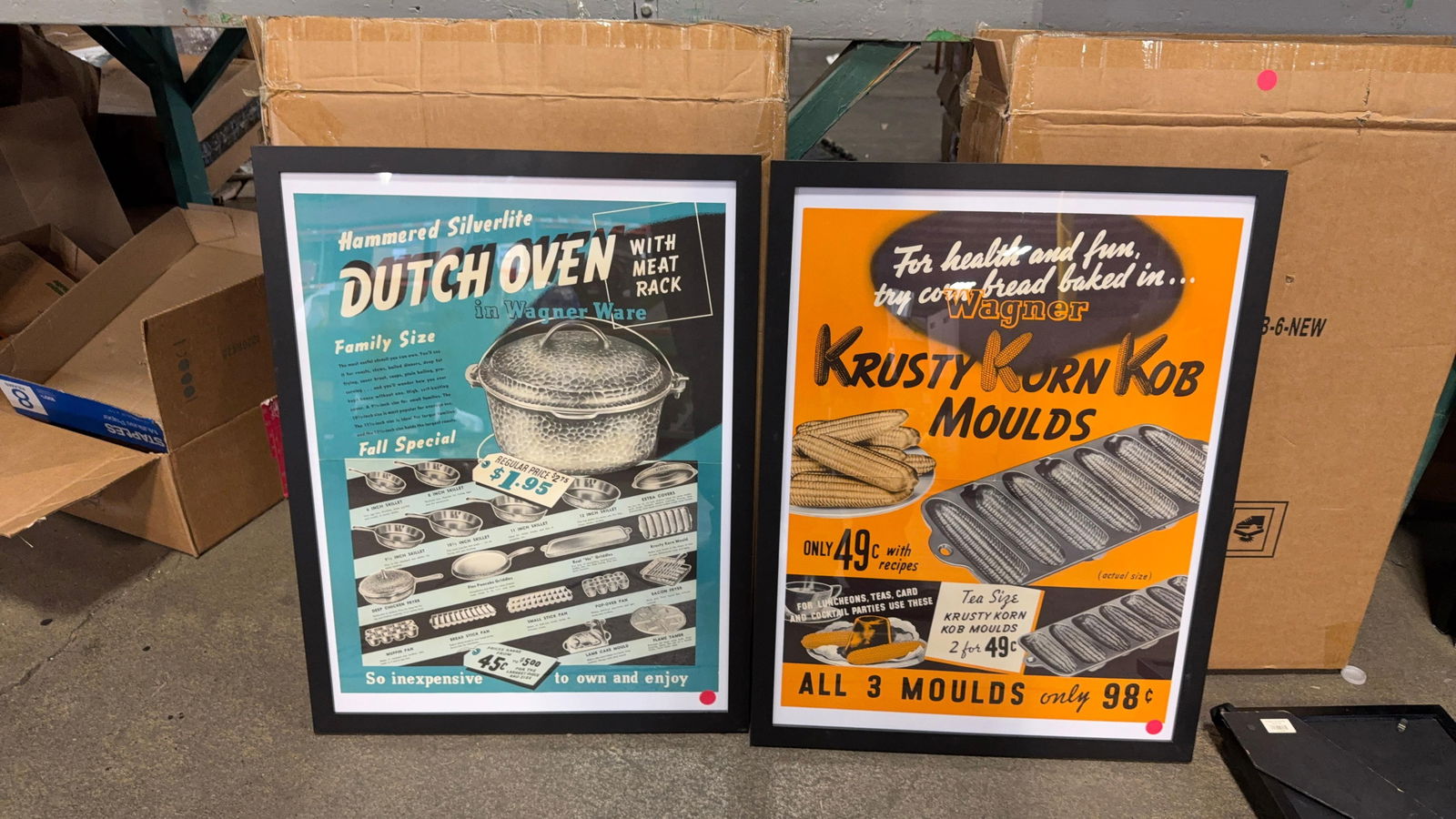 FRAMED WAGNER ADVERTISING (2): Load-out Pick up for all online purchases for Antiques & collectibles is Monday, Tuesday, Wednesday, February 23rd, 24th, 25th At our shipper's location. We do offer shipping on all items shippable wi