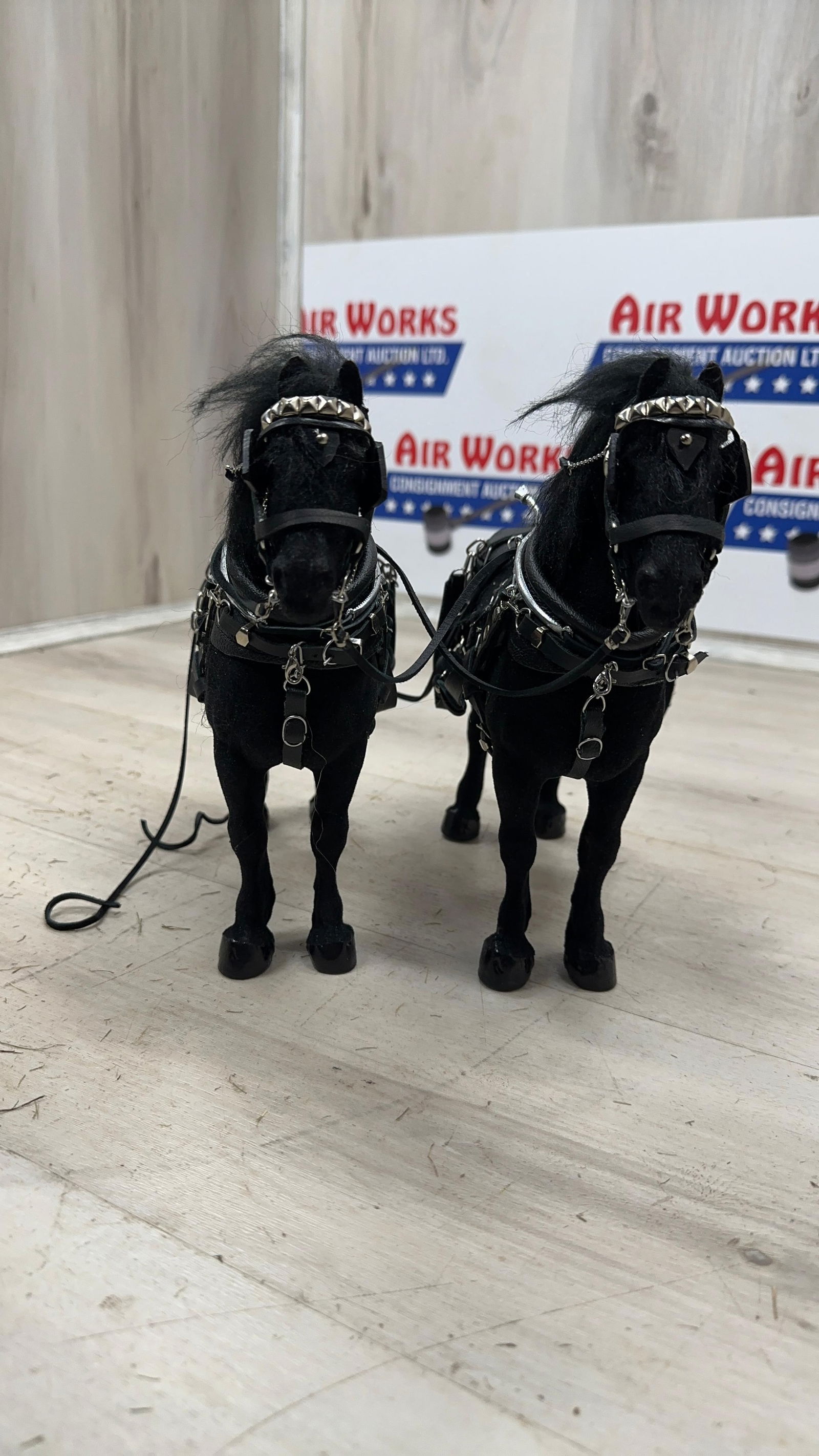 TEAM OF BLACK WORK HORSES. FITS TO WAGON: Load-out Pick up for all online purchases for Antiques & collectibles is Monday, Tuesday, Wednesday, February 23rd, 24th, 25th At our shipper's location. We do offer shipping on all items shippable wi