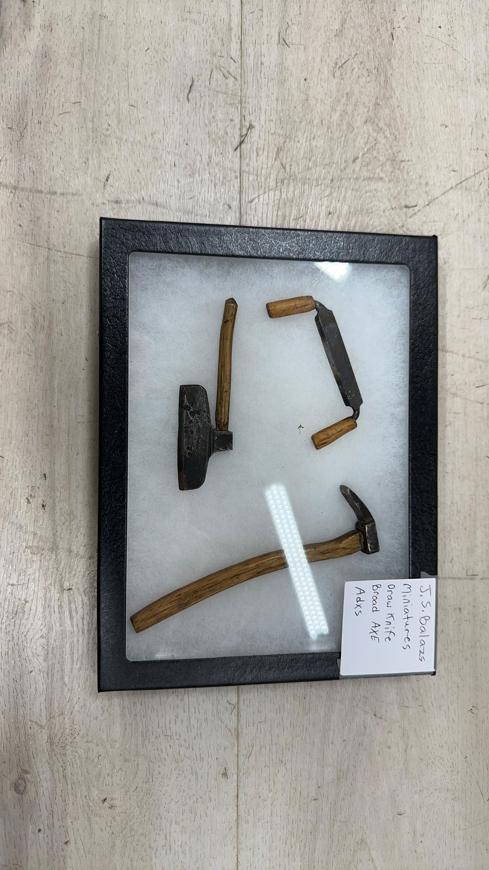MINIATURE DRAW TOOLS SIGNED BY J.S BALAZS: Load-out Pick up for all online purchases for Antiques & collectibles is Monday, Tuesday, Wednesday, February 23rd, 24th, 25th At our shipper's location. We do offer shipping on all items shippable