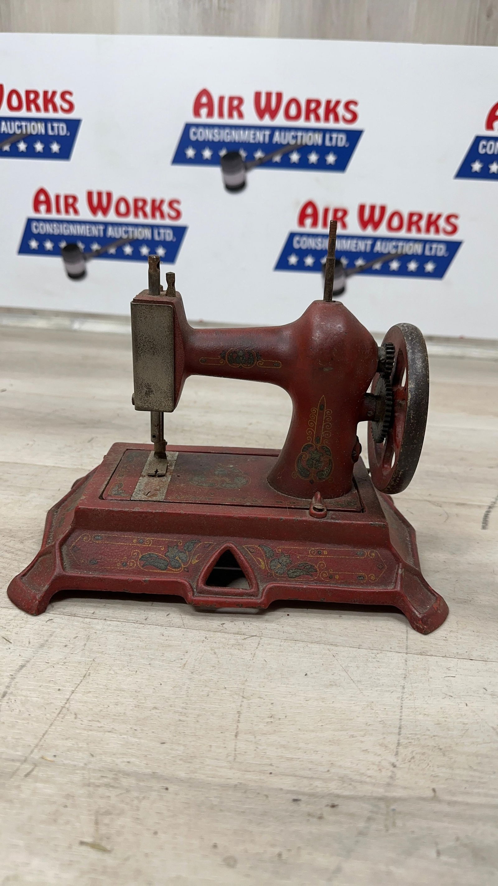 EARLY CAST IRON TOY SEWING MACHINE: Load-out Pick up for all online purchases for Antiques & collectibles is Monday, Tuesday, Wednesday, February 23rd, 24th, 25th At our shipper's location. We do offer shipping on all items shippable wi
