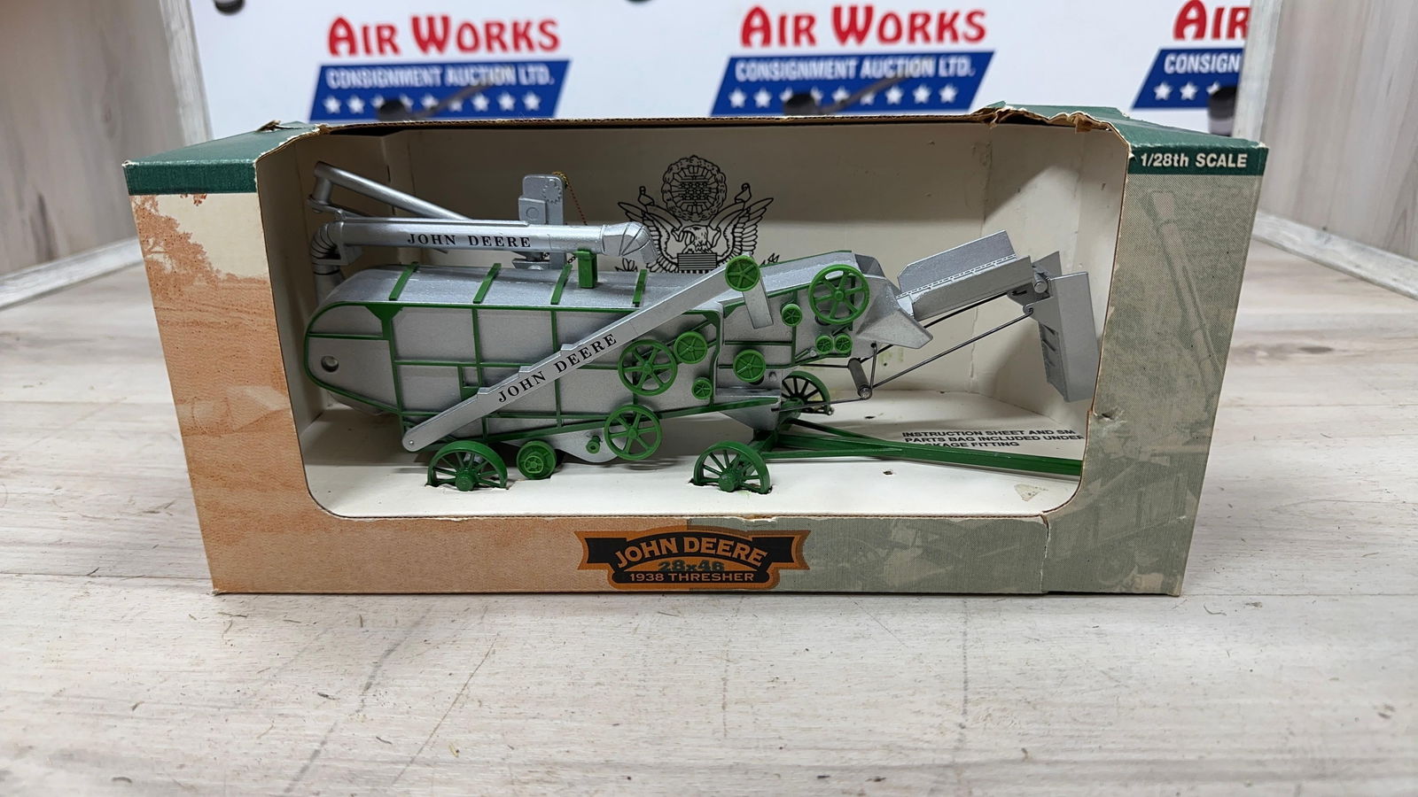JOHN DEERE 1938 THRESHER 1/28TH SCALE.: Load-out Pick up for all online purchases for Antiques & collectibles is Monday, Tuesday, Wednesday, February 23rd, 24th, 25th At our shipper's location. We do offer shipping on all items shippable