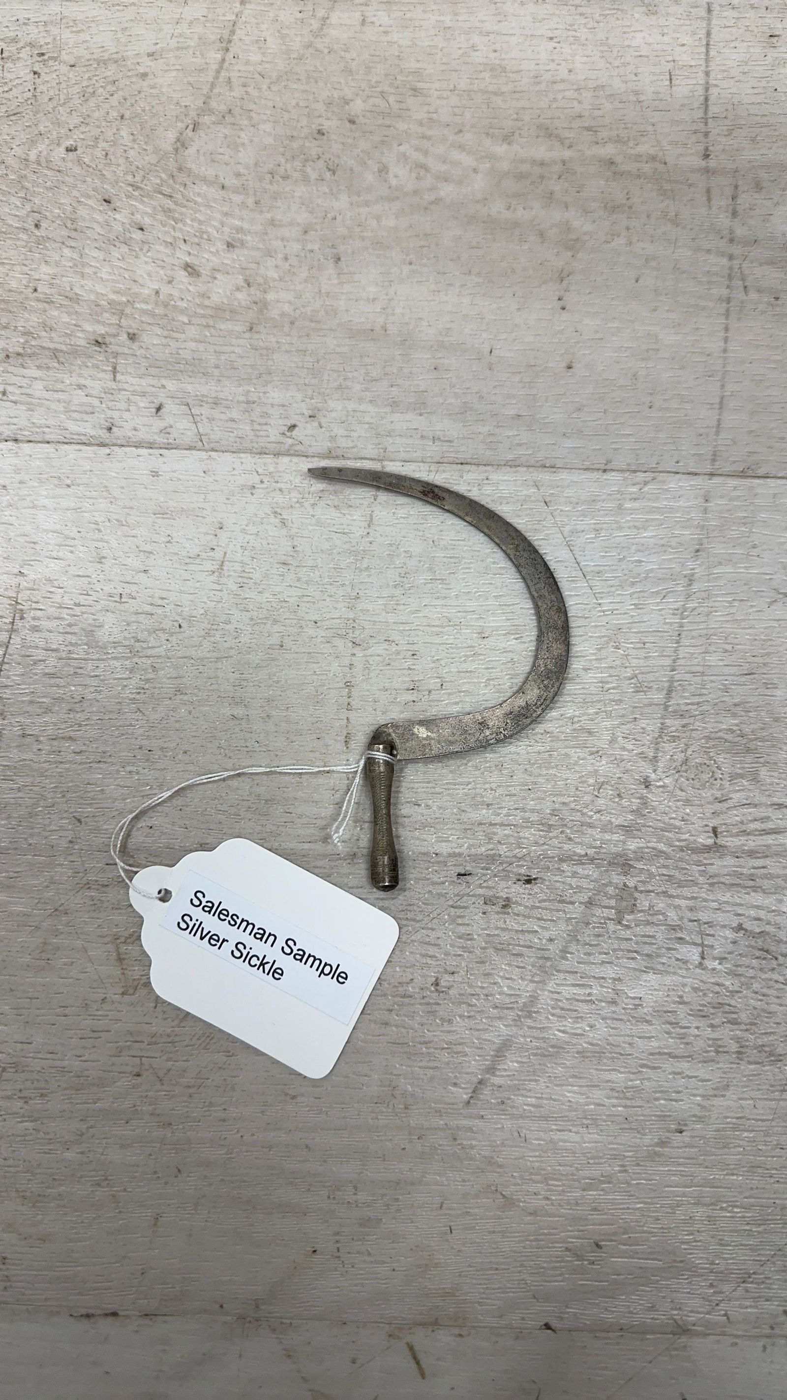 SALESMAN SAMPLE SILVER SICKLE: Load-out Pick up for all online purchases for Antiques & collectibles is Monday, Tuesday, Wednesday, February 23rd, 24th, 25th At our shipper's location. We do offer shipping on all items shippable wi