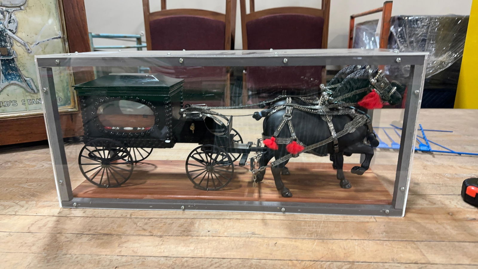 MODEL HORSEDRAWN HEARSE BY CHUCK WATKINS: Load-out Pick up for all online purchases for Antiques & collectibles is Monday, Tuesday, Wednesday, February 23rd, 24th, 25th At our shipper's location. We do offer shipping on all items shippable wi