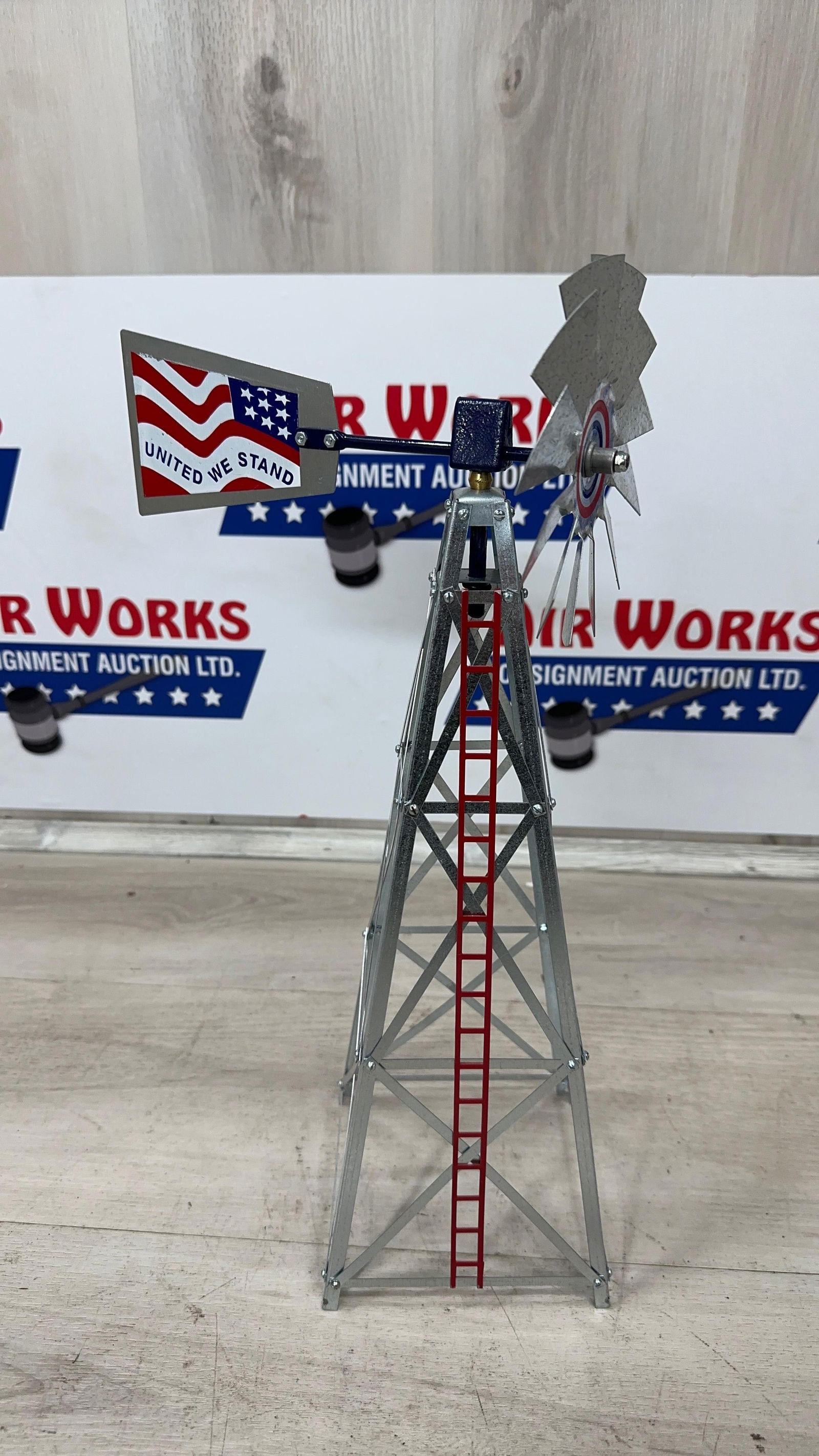 METAL WINDMILL MODEL. UNITED WE STAND: Load-out Pick up for all online purchases for Antiques & collectibles is Monday, Tuesday, Wednesday, February 23rd, 24th, 25th At our shipper's location. We do offer shipping on all items shippable wi