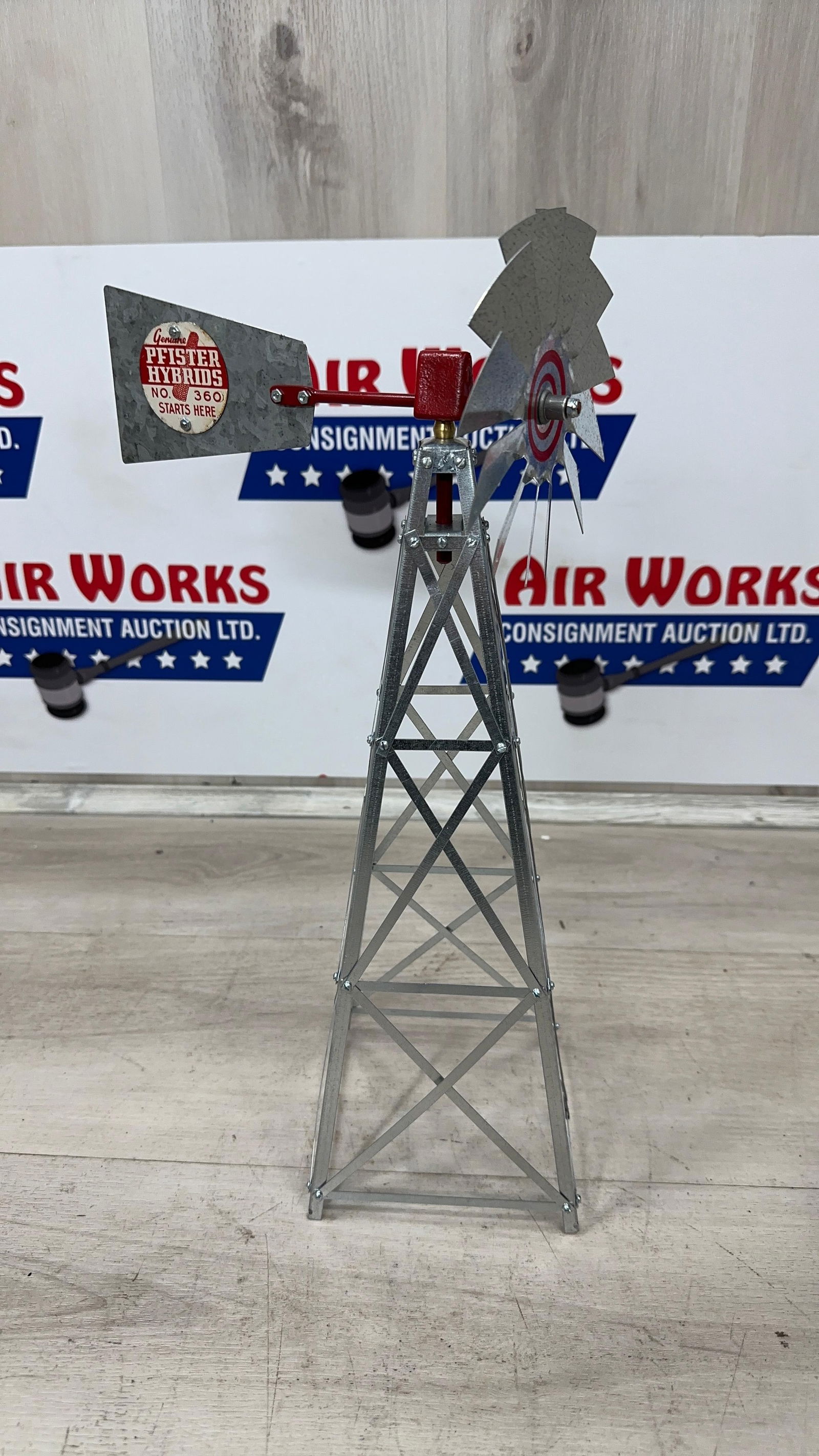 METAL WINDMILL MODEL. PFISTER HYBRIDS: Load-out Pick up for all online purchases for Antiques & collectibles is Monday, Tuesday, Wednesday, February 23rd, 24th, 25th At our shipper's location. We do offer shipping on all items shippable wi